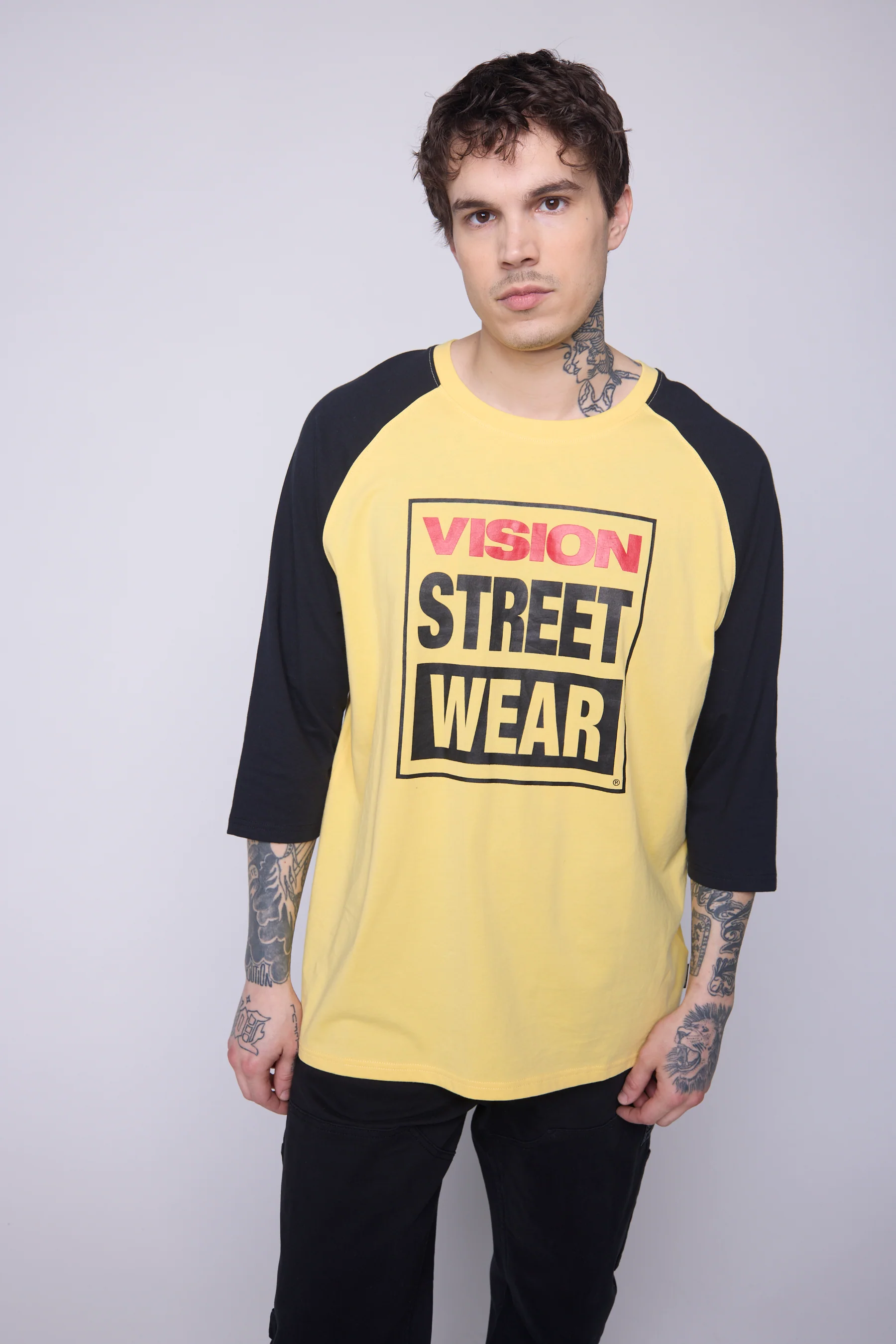 3/4 Raglan Sleeve Box Logo Print - Butter - Image 3