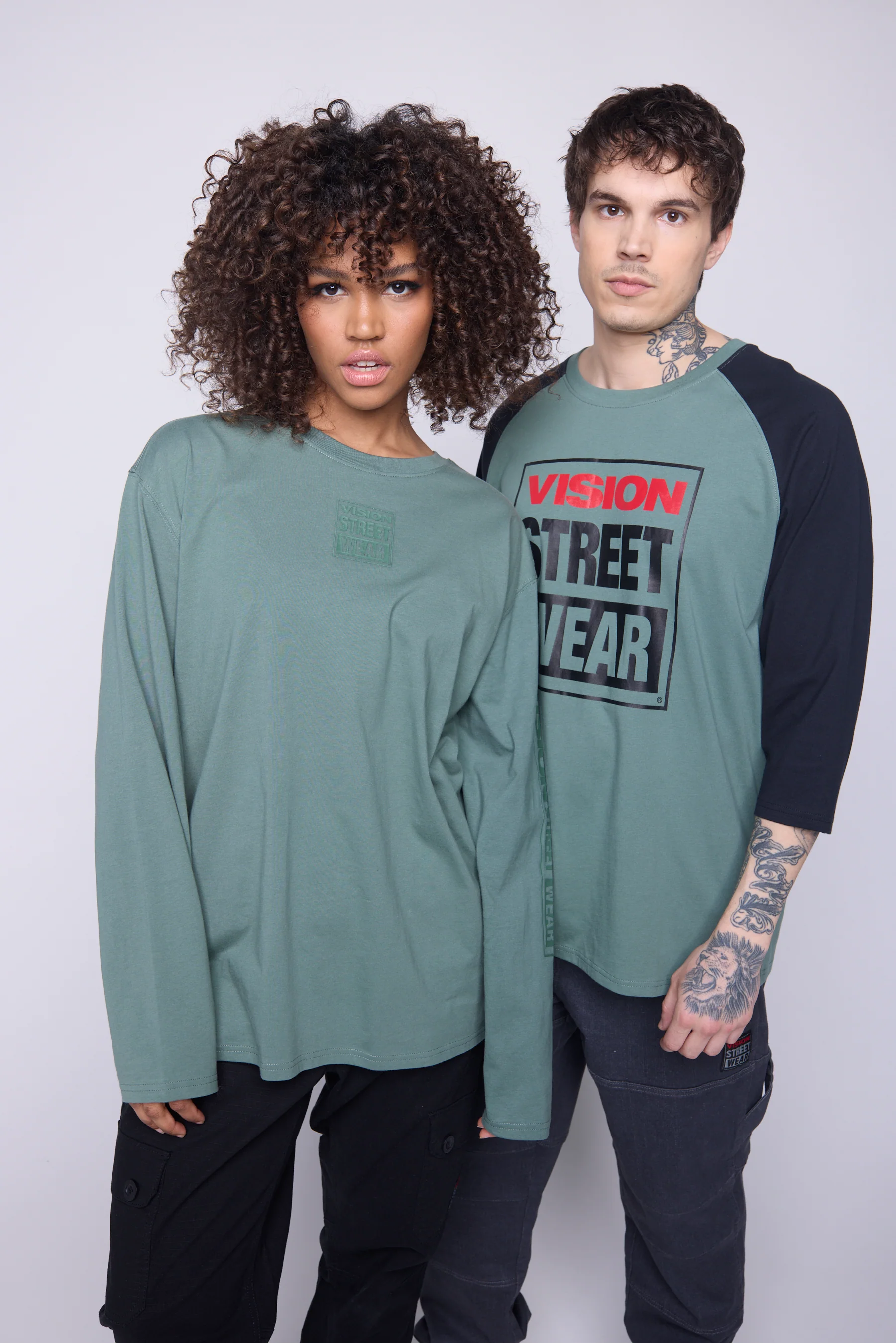 3/4 Raglan Sleeve Box Logo Print - Moss - Image 6