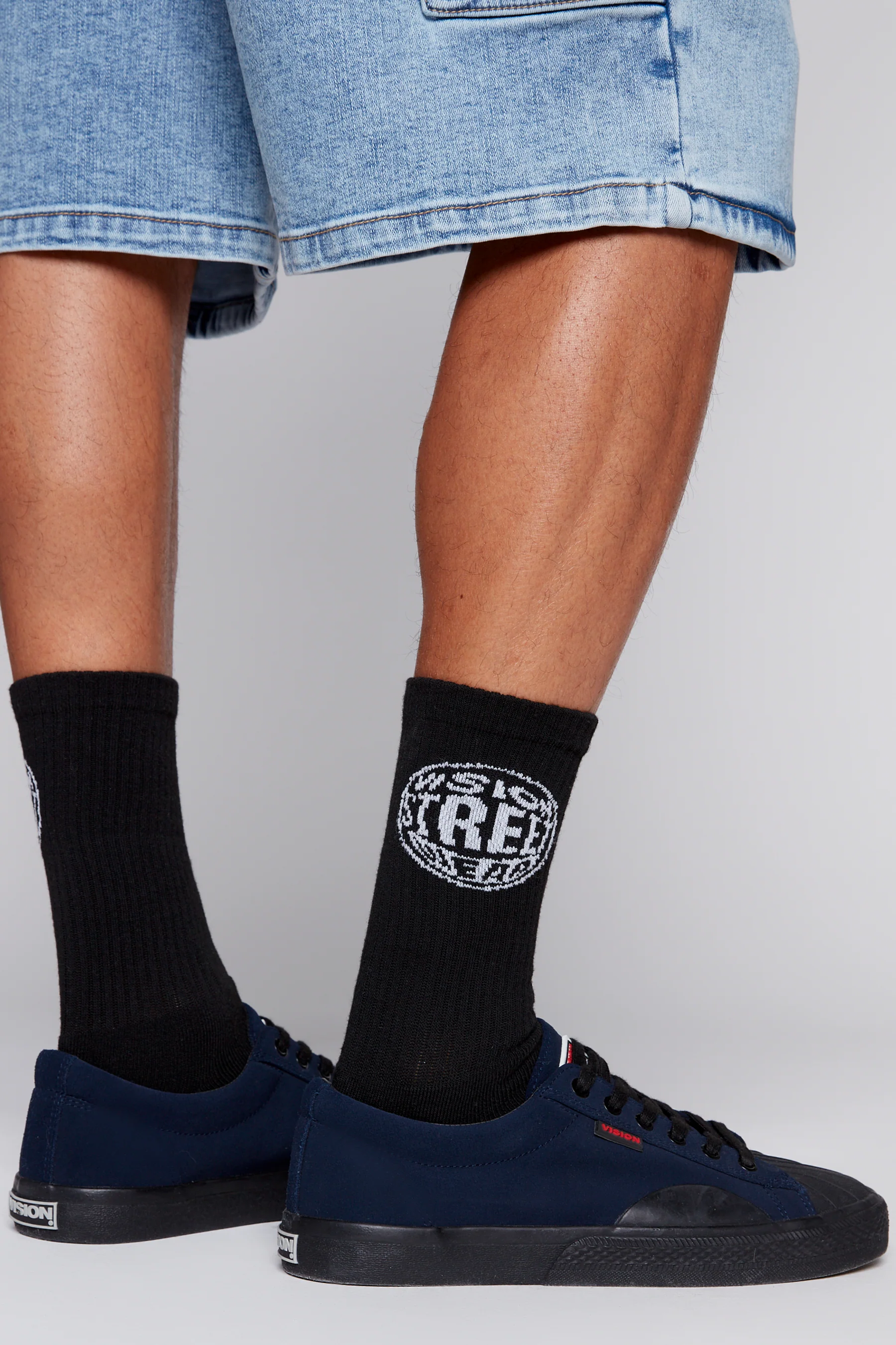 6 Pack Crew Socks - Black - Image 4