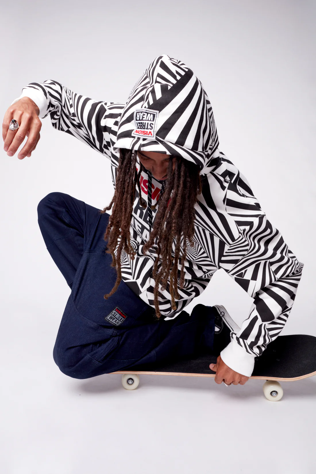 Aop Spirals Print Hoodie - Black - Image 3