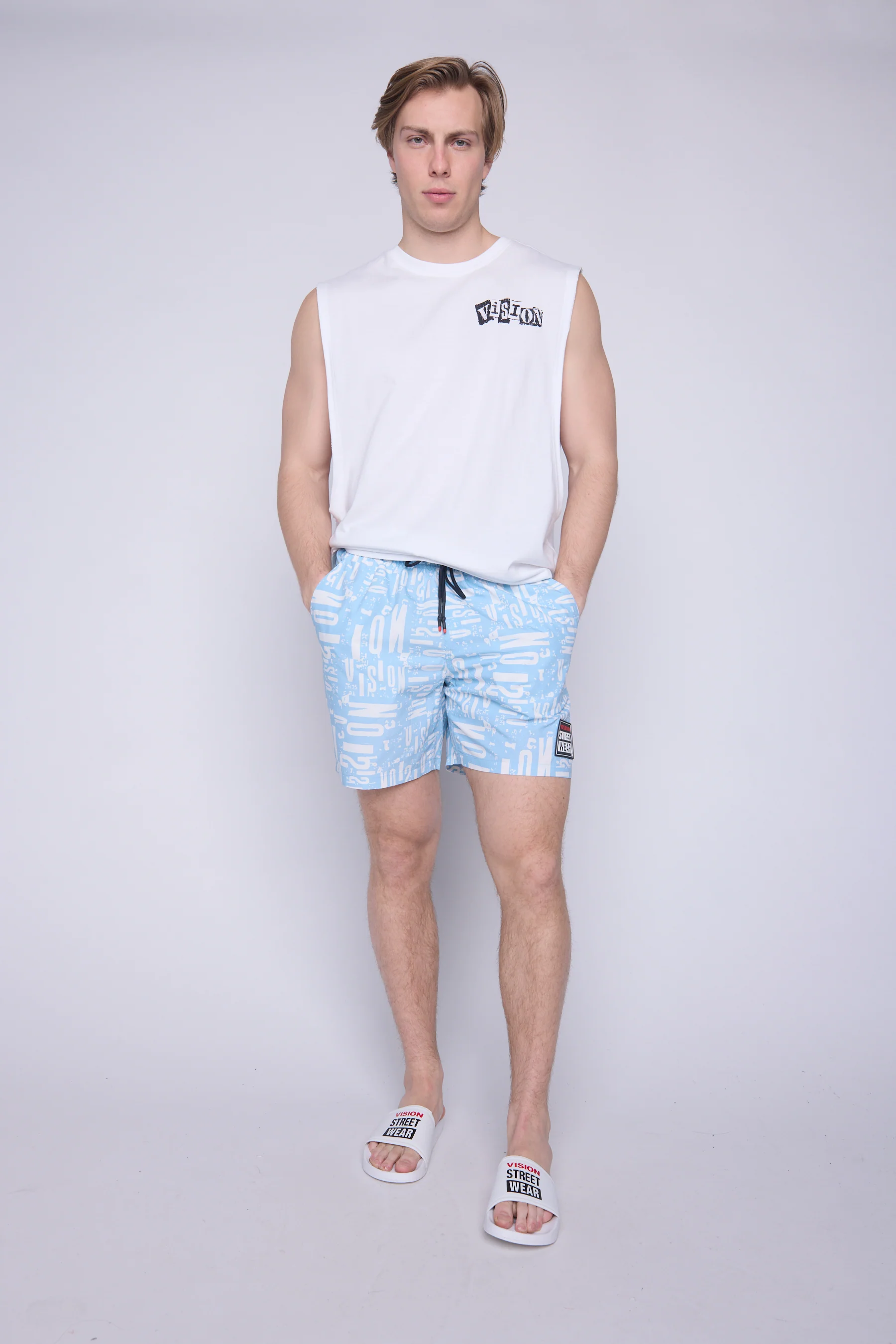 Aop Swim Shorts - Blue Cloud