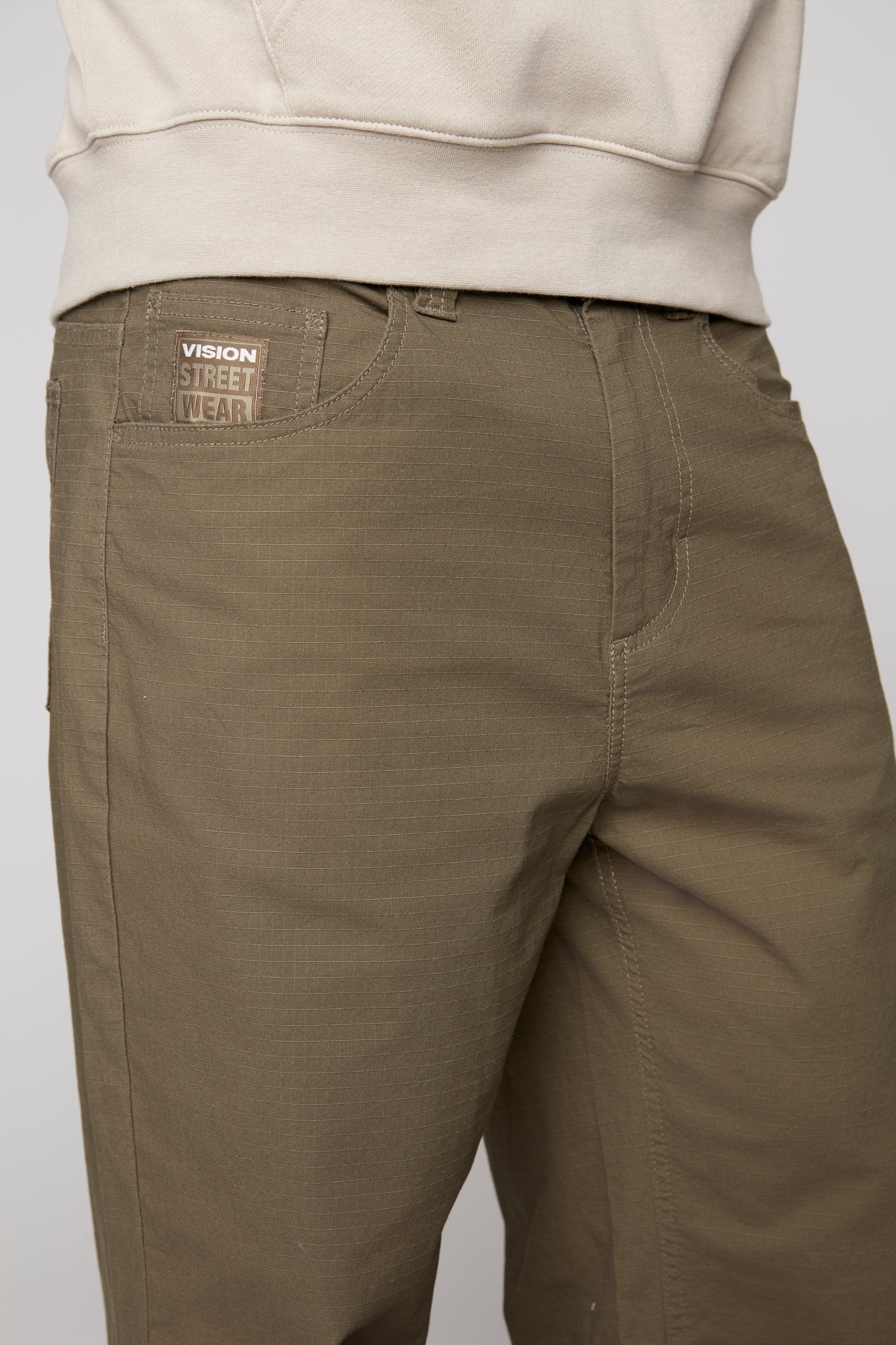 BOYCHIK - 5 Pocket Loose Fit Pant - Olive Ripstop - Image 5