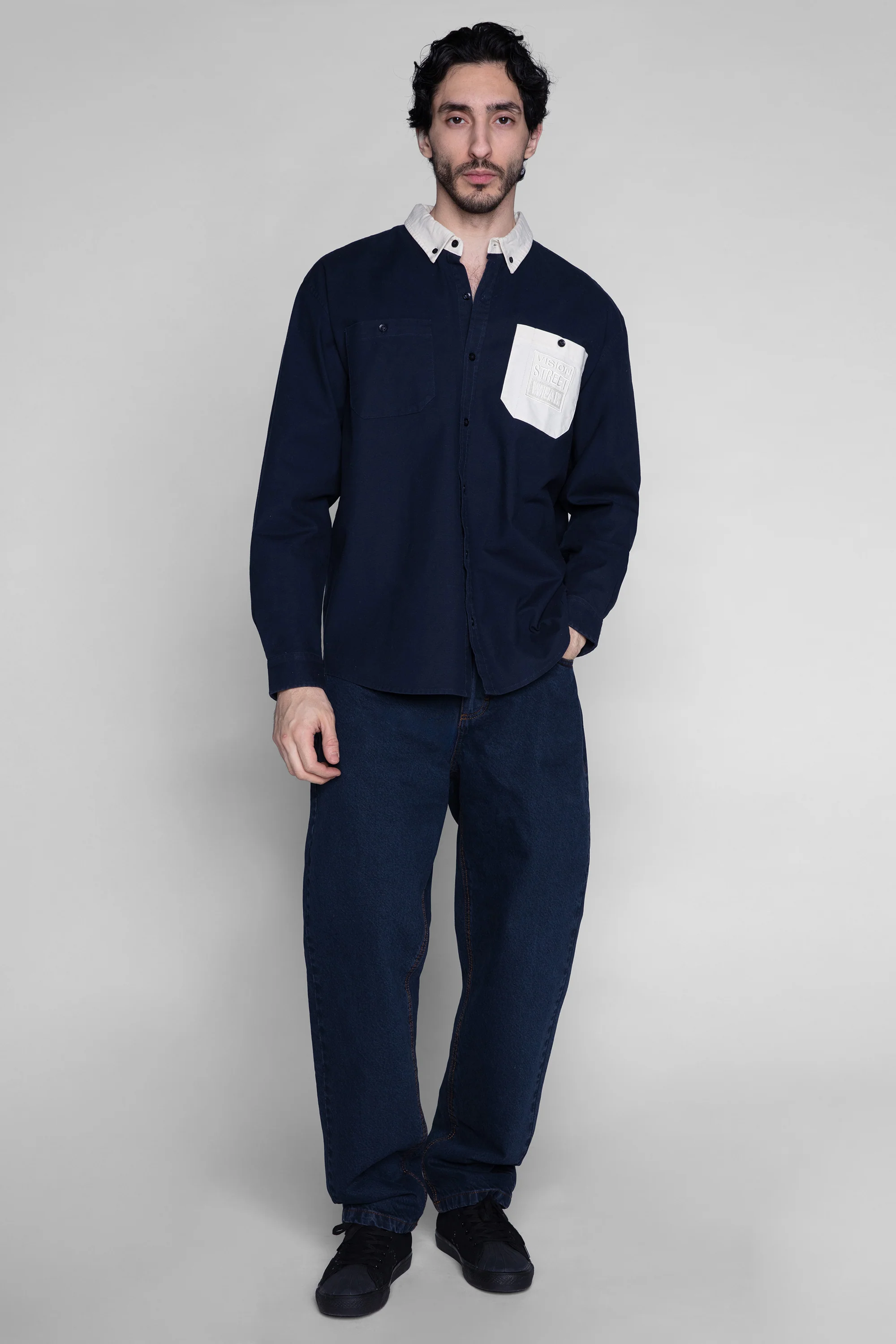 BOYCHIK RELAXED WIDE RAW DENIM PANT - BLUE RINSE WASH - Image 6