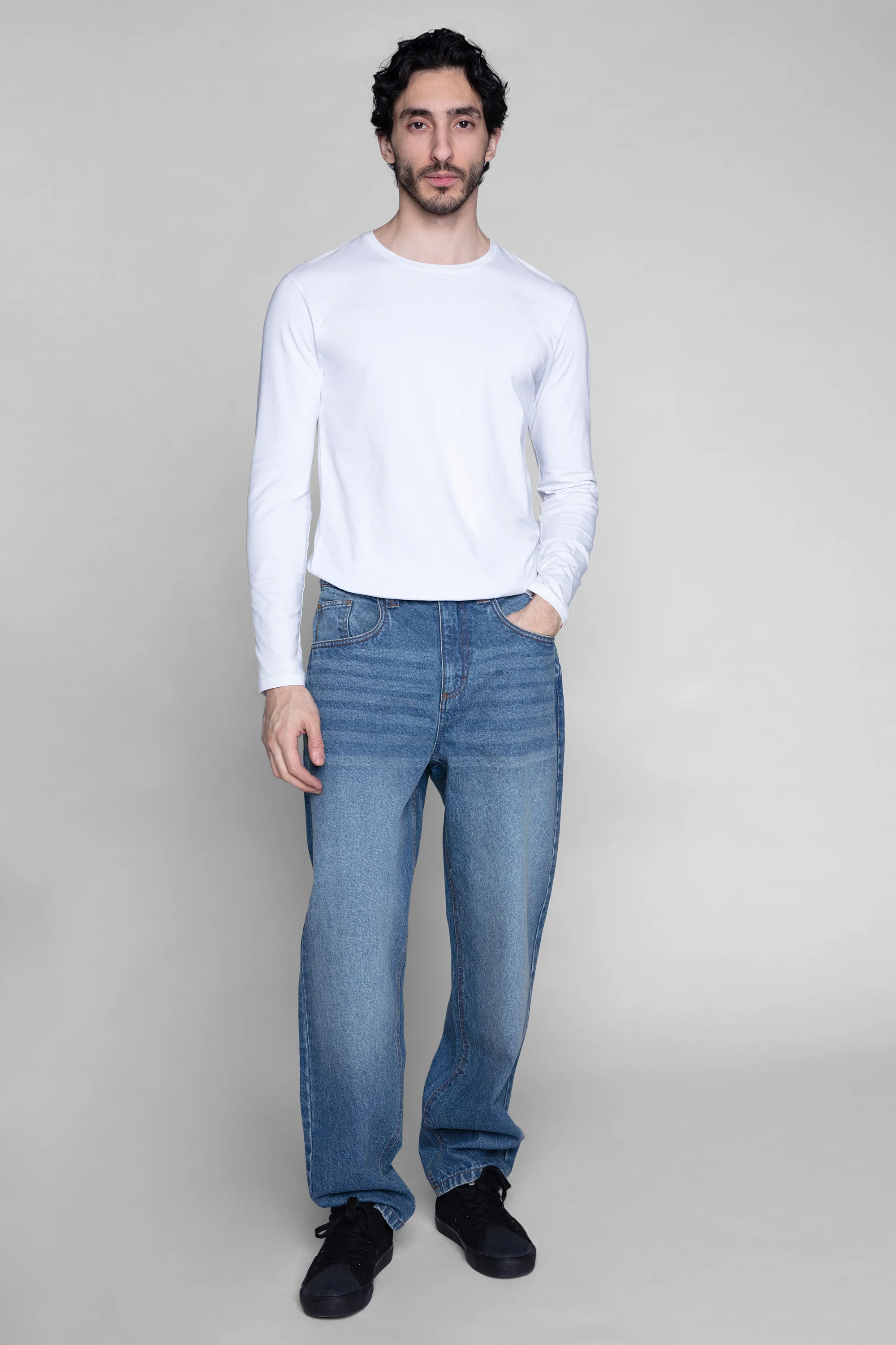 BOYCHIK RELAXED WIDE RAW DENIM PANT - DARK VINTAGE BLUE WASH