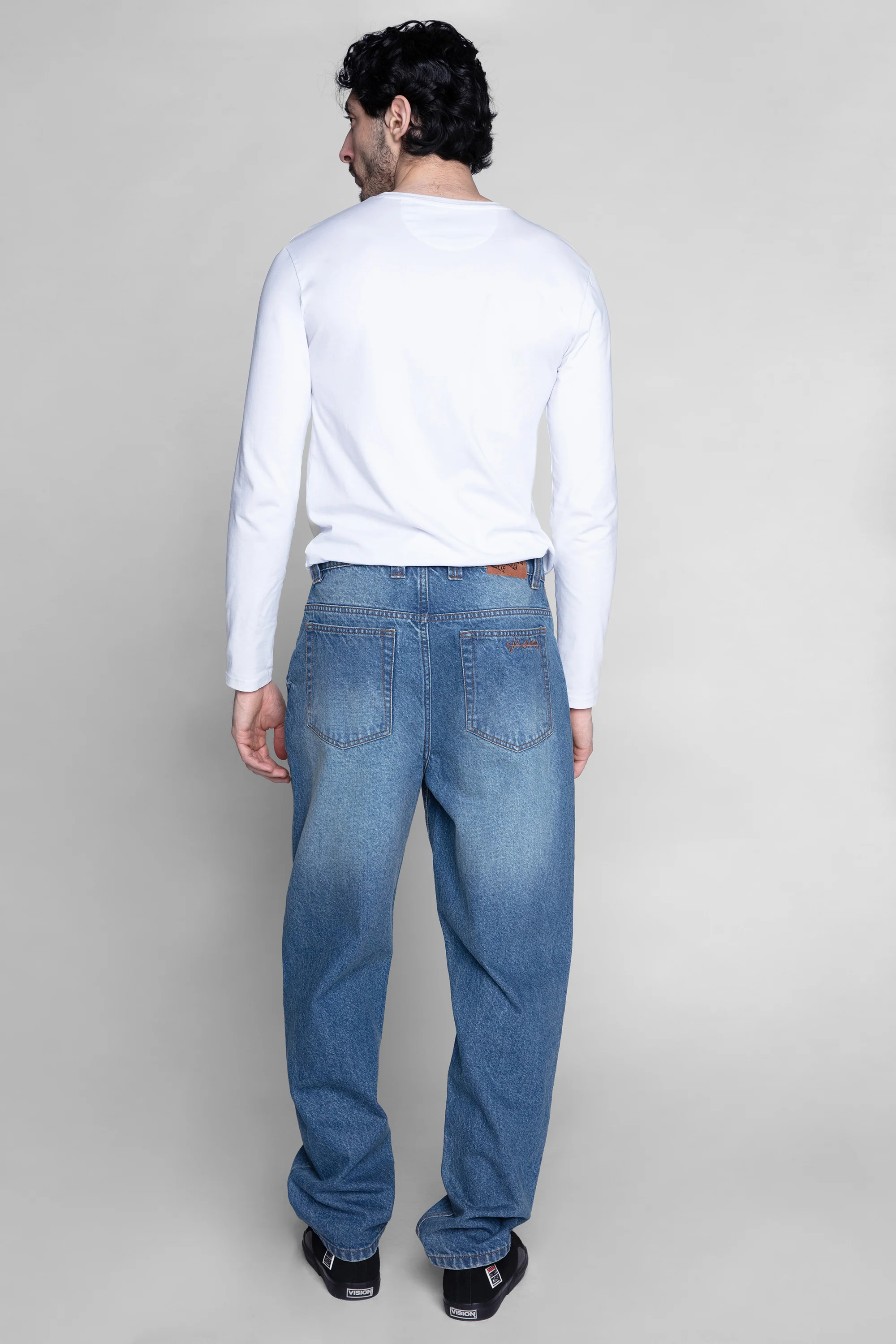 BOYCHIK RELAXED WIDE RAW DENIM PANT - DARK VINTAGE BLUE WASH - Image 3