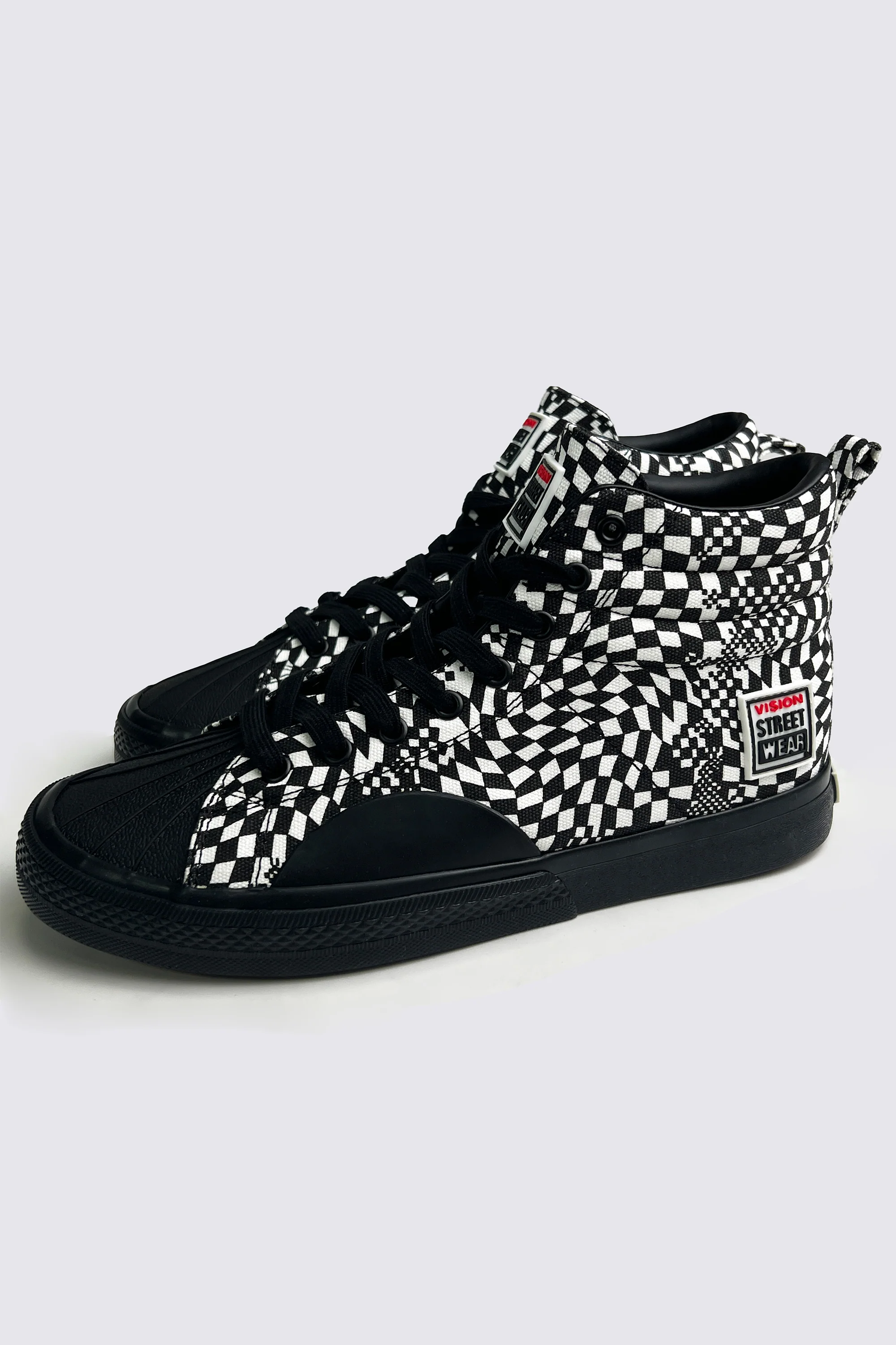 Canvas High Top Sneakers - Black Broken Check