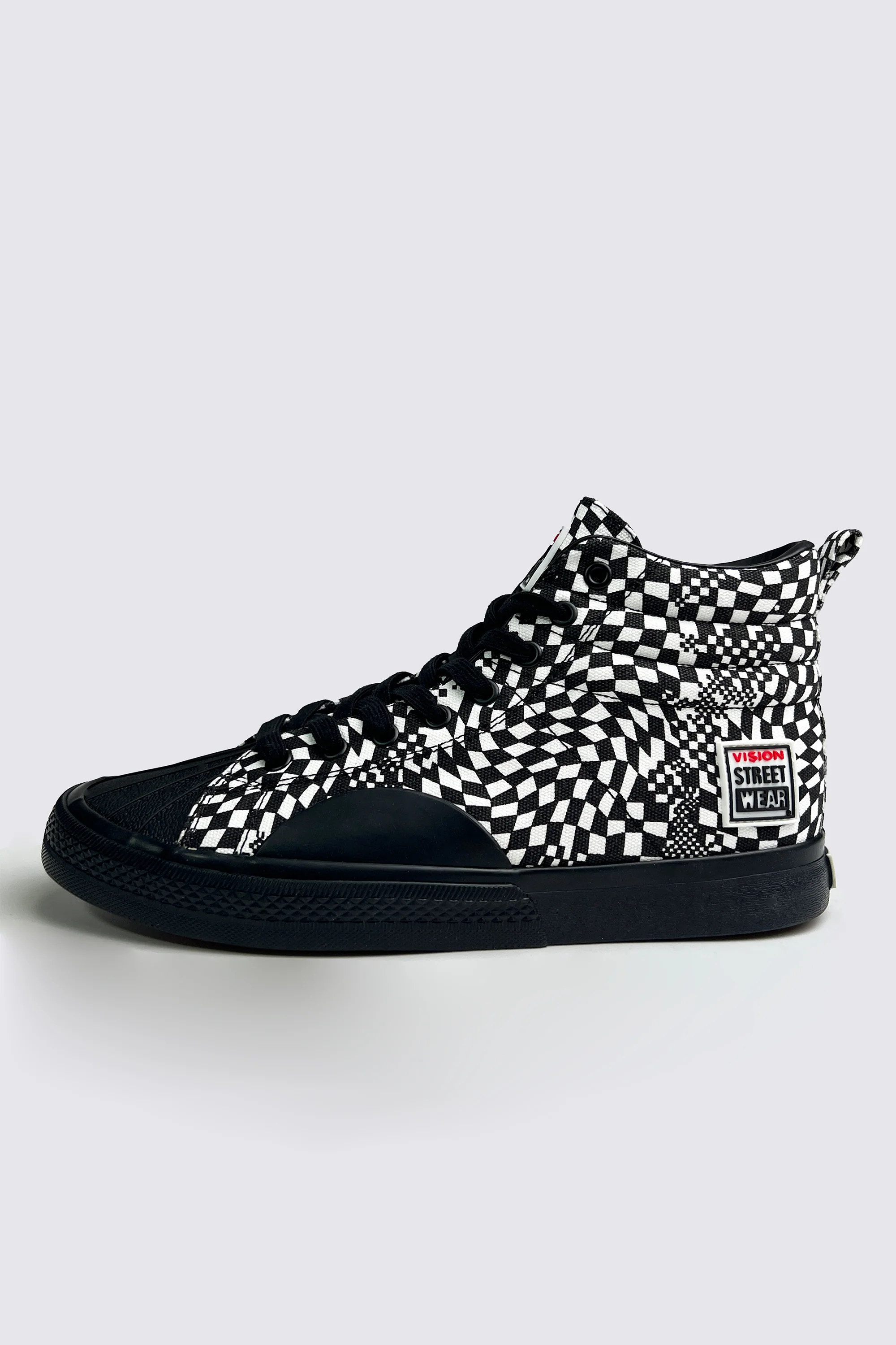 Canvas High Top Sneakers - Black Broken Check - Image 2