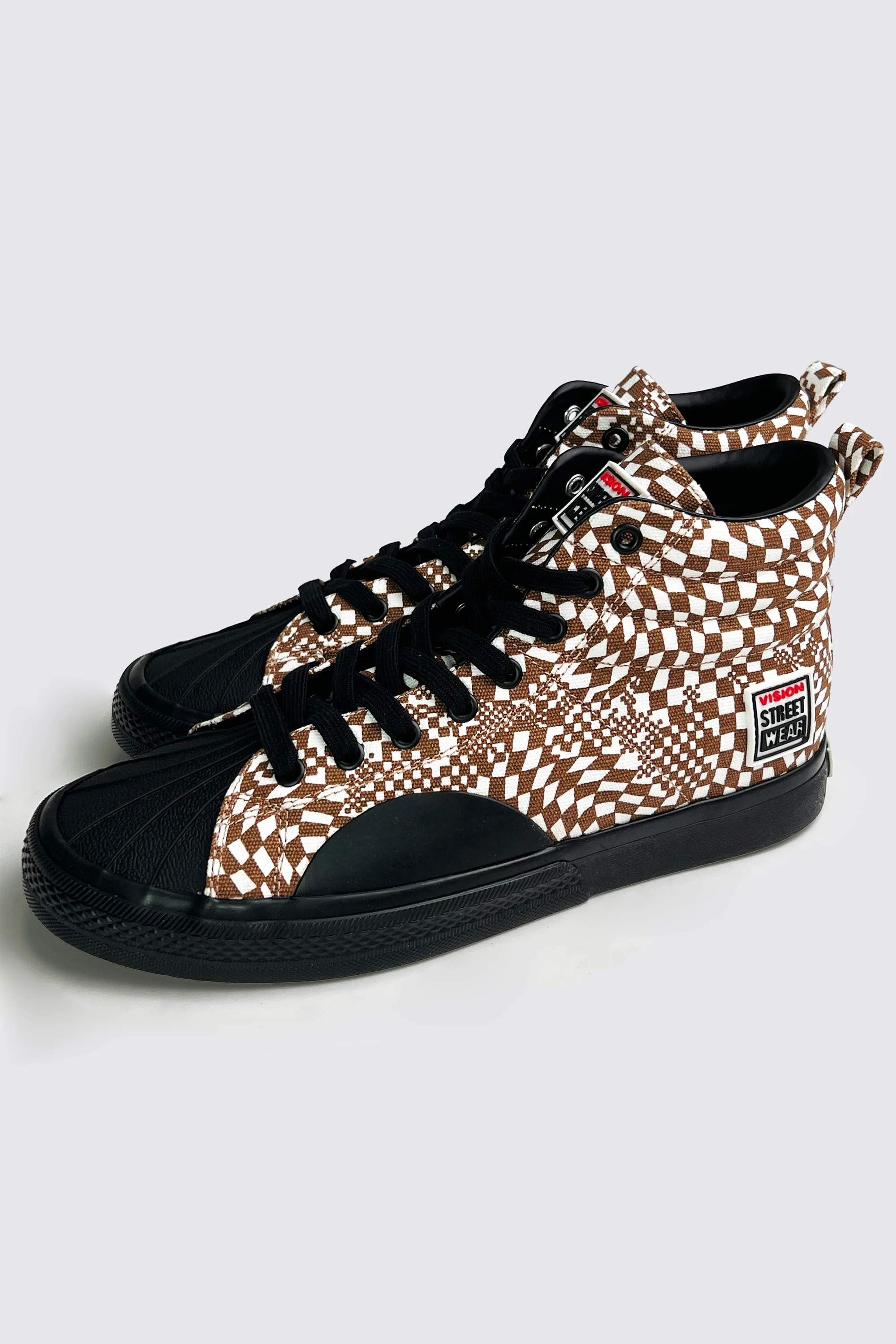 Canvas High Top Sneakers - Brown Broken Check