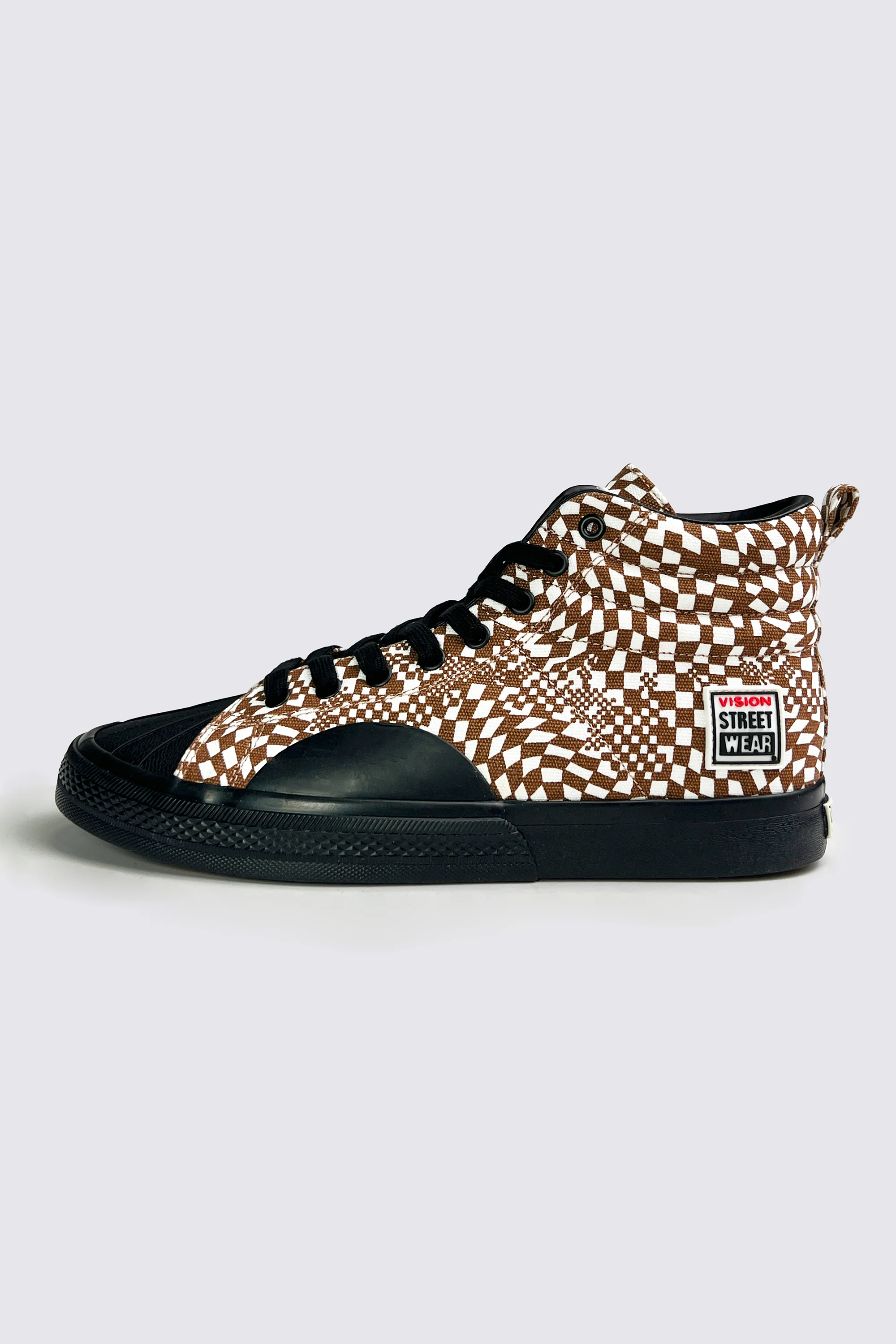 Canvas High Top Sneakers - Brown Broken Check - Image 2