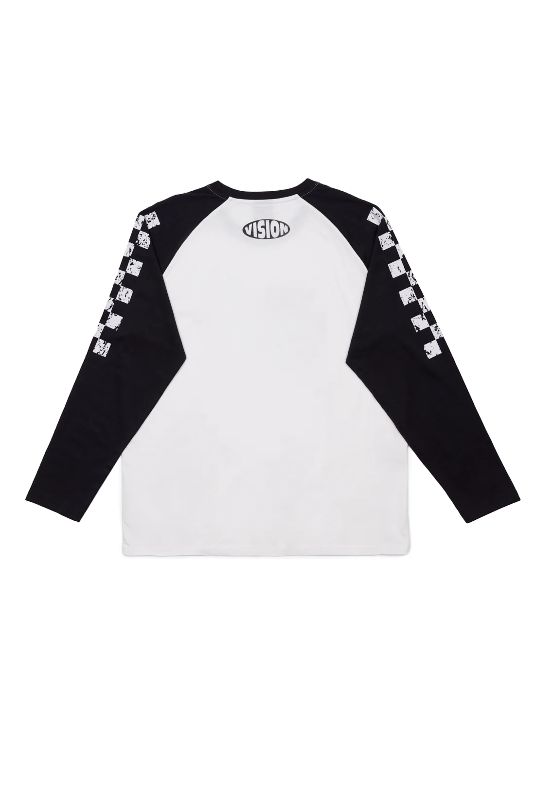 Checker Print Sleeve Logo T-Shirt - Ivory/Black - Image 7