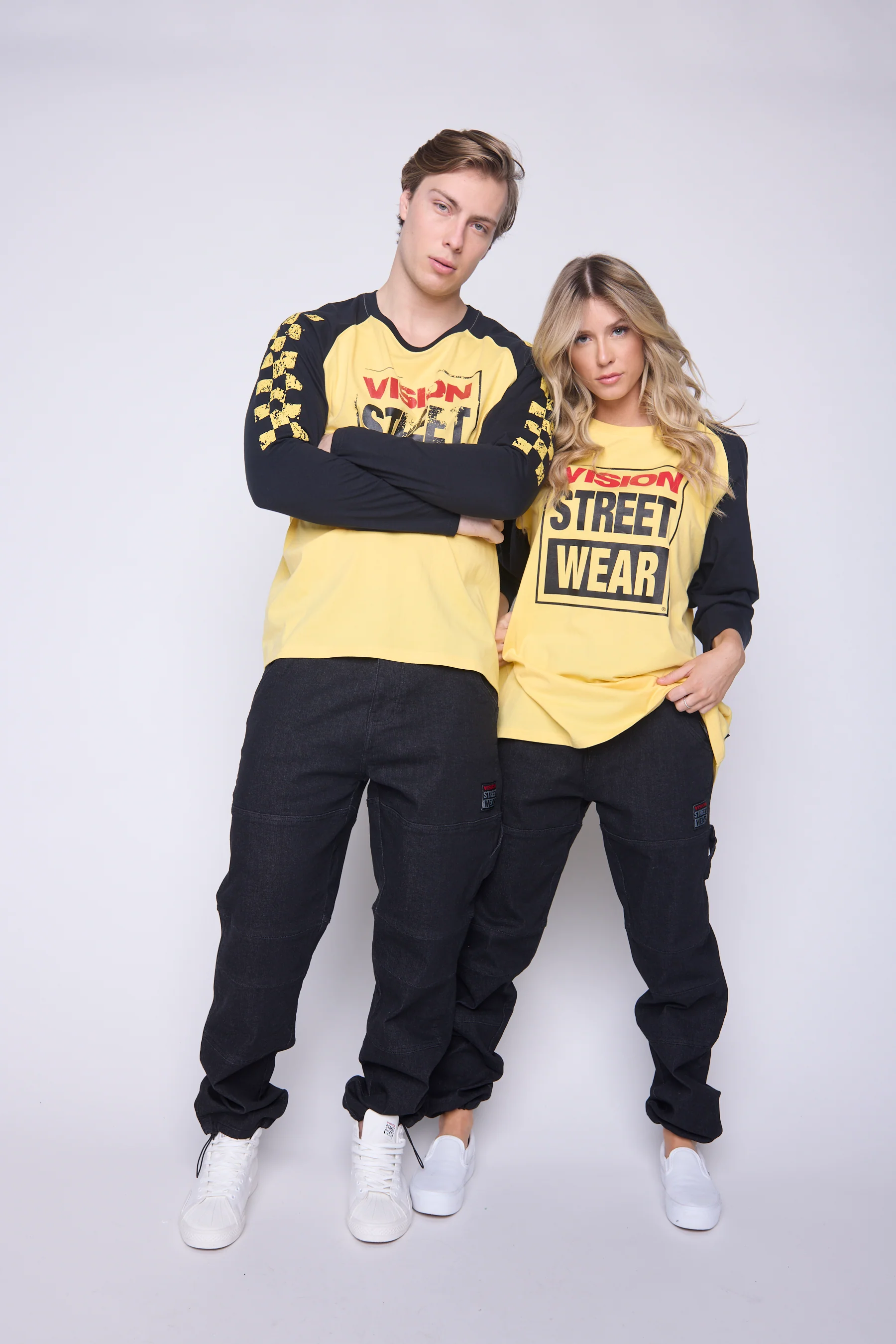Checker Print Sleeve Logo T-Shirt - Yellow/Black