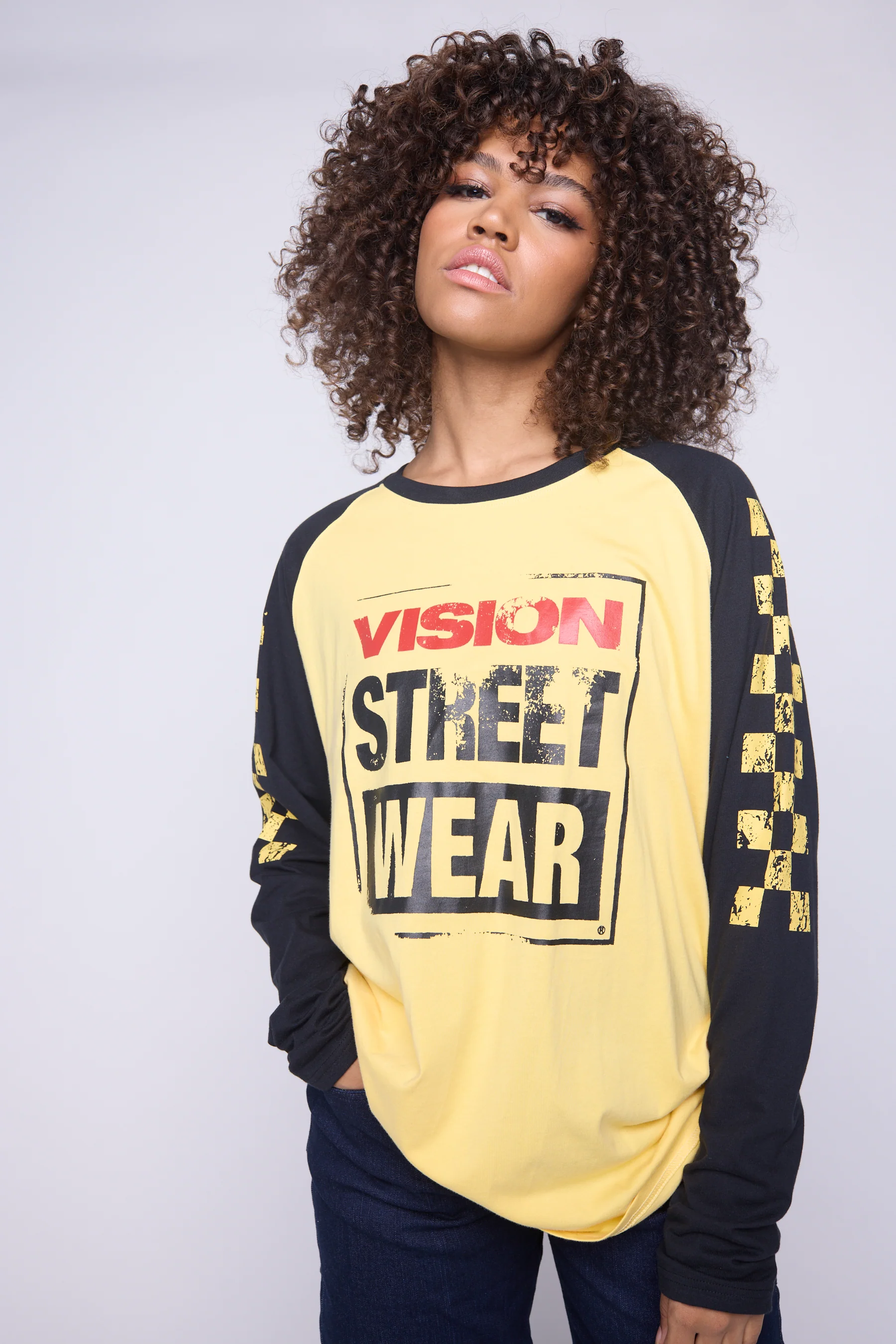 Checker Print Sleeve Logo T-Shirt - Yellow/Black - Image 6