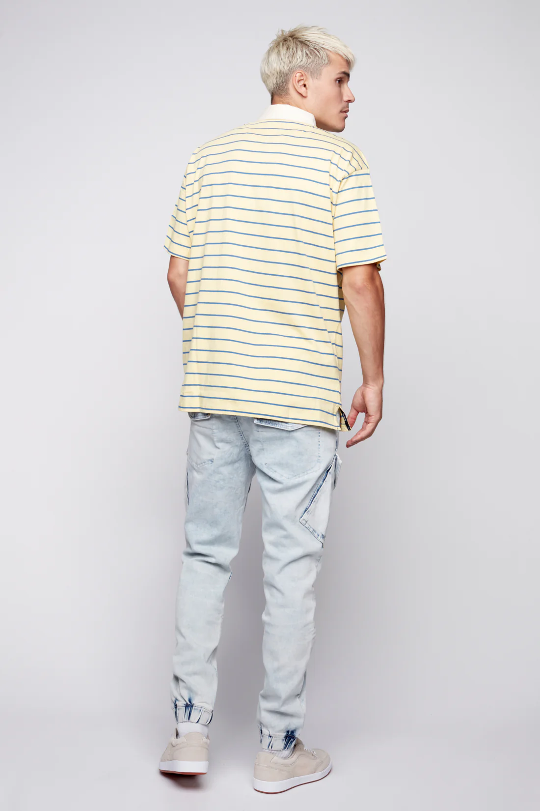 COHEN - 5 Pocket Cargo Jogger - Light Indigo Acid Wash - Image 3