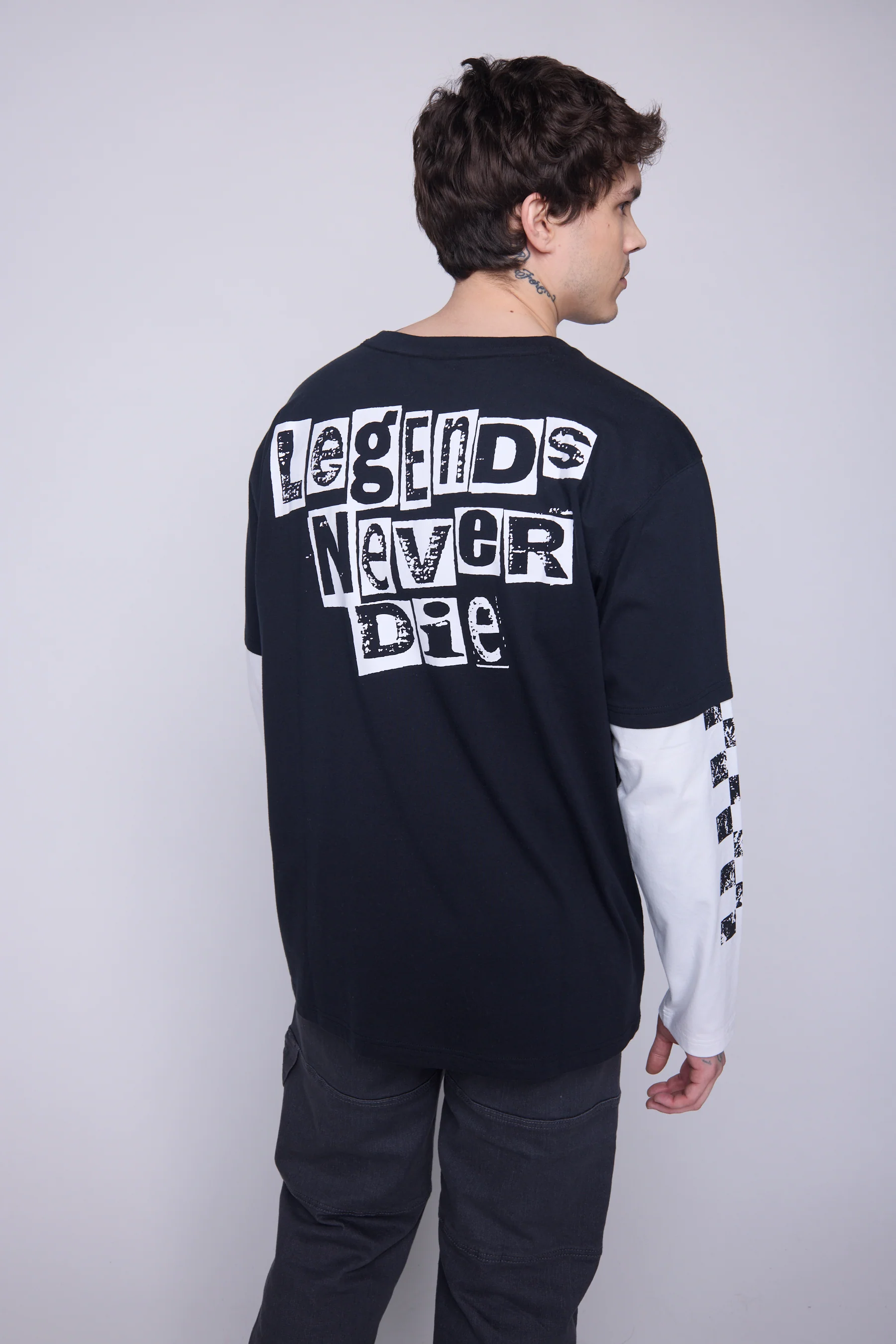 Crew Neck Full Long Sleeve Fooler - Black/Ivory - Image 2
