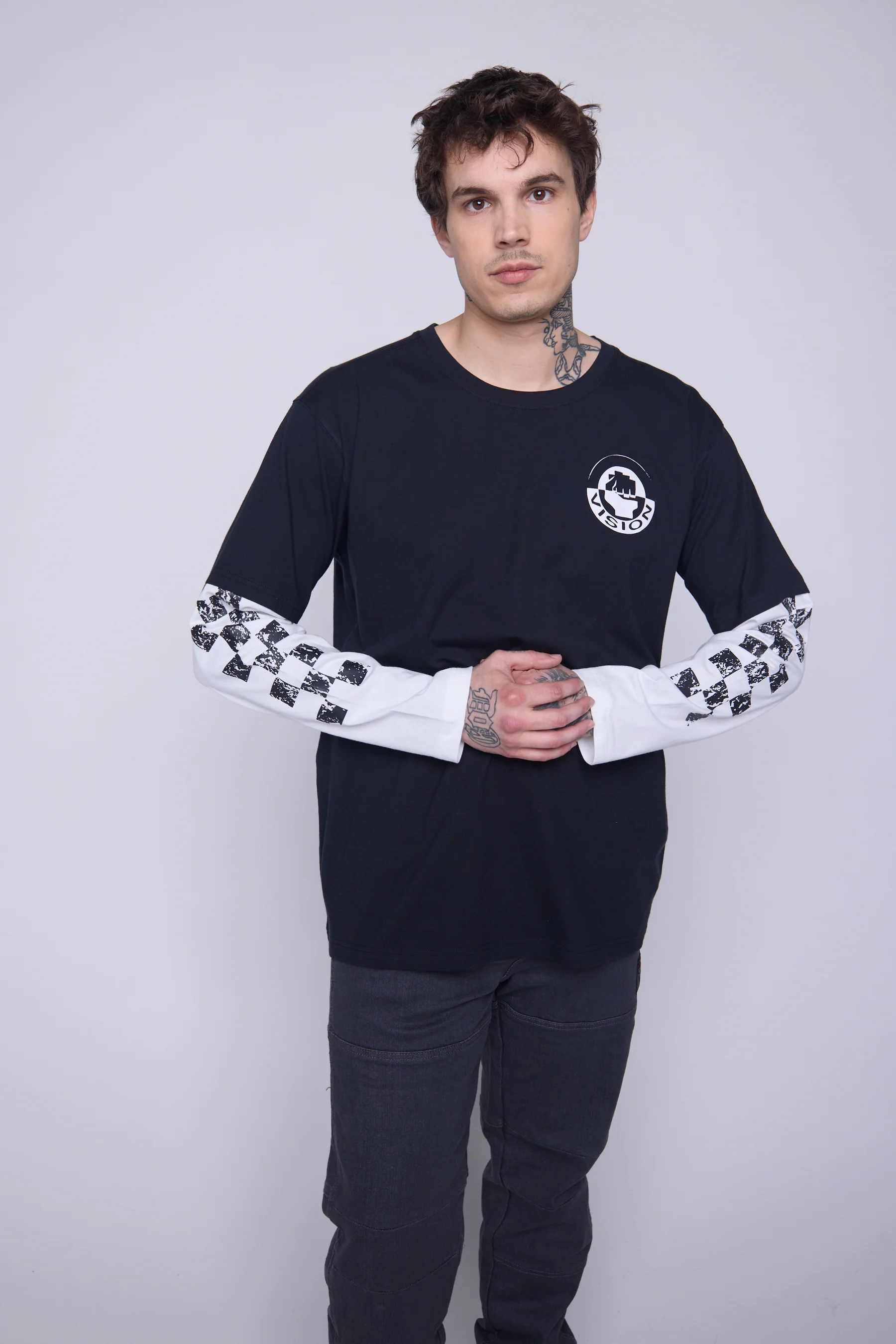 Crew Neck Full Long Sleeve Fooler - Black/Ivory - Image 3