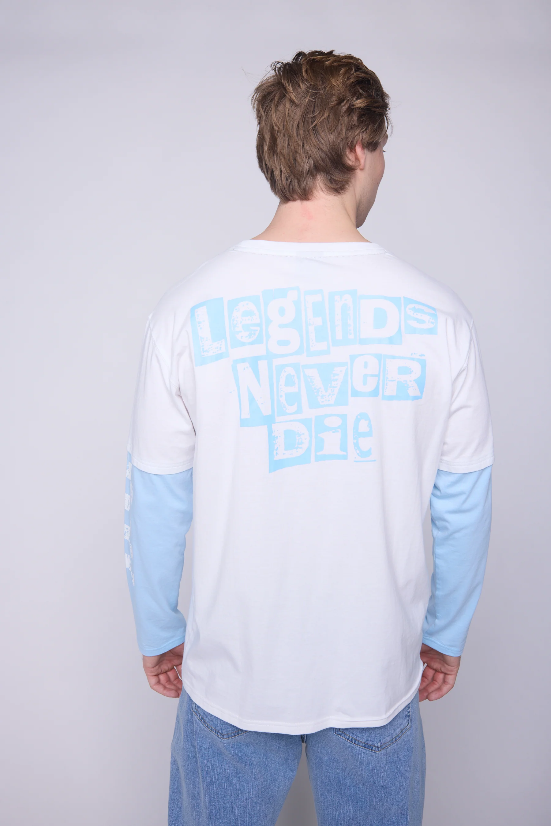 Crew Neck Full Long Sleeve Fooler - Ivory/Blue Cloud - Image 2