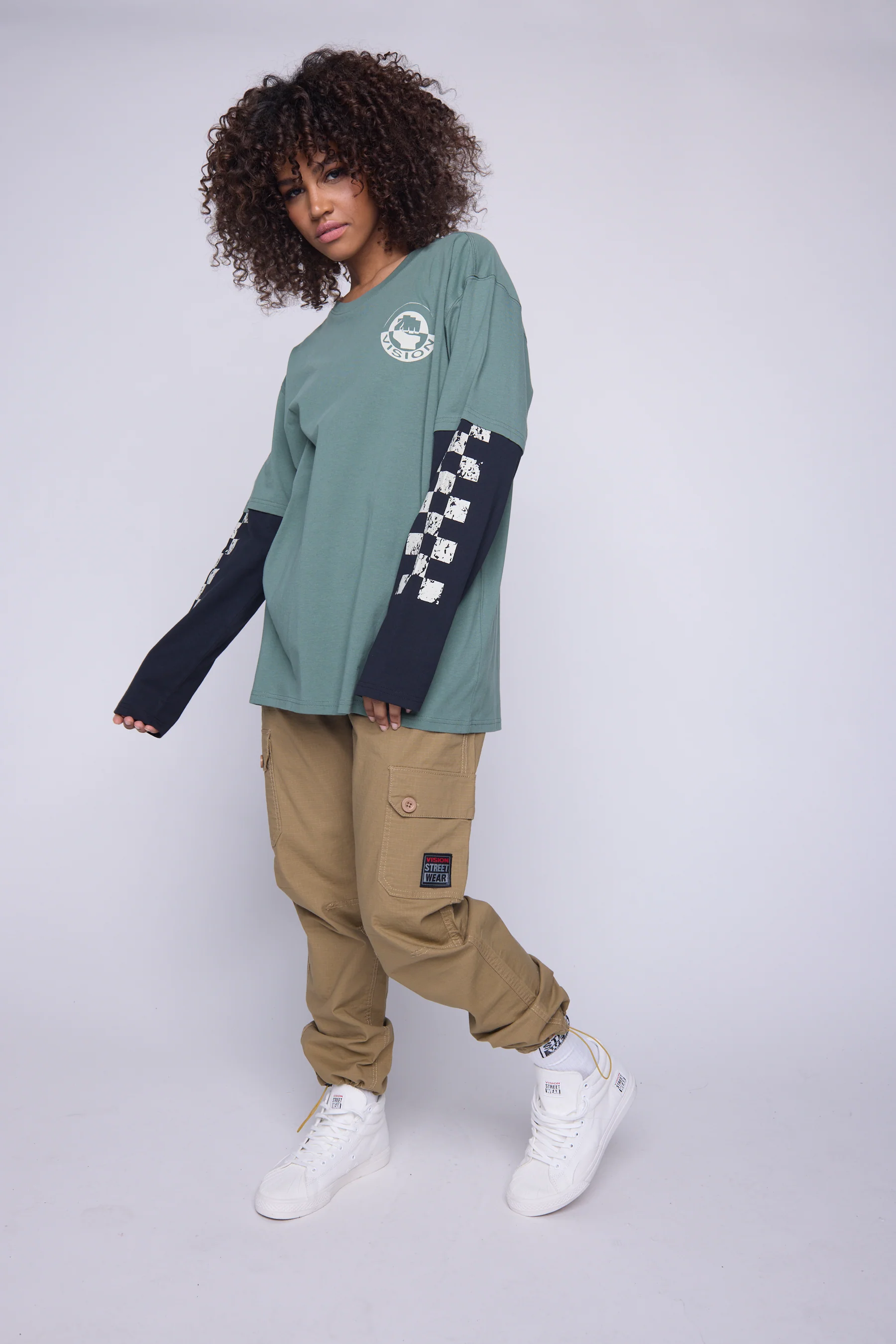 Crew Neck Full Long Sleeve Fooler - Moss/Black