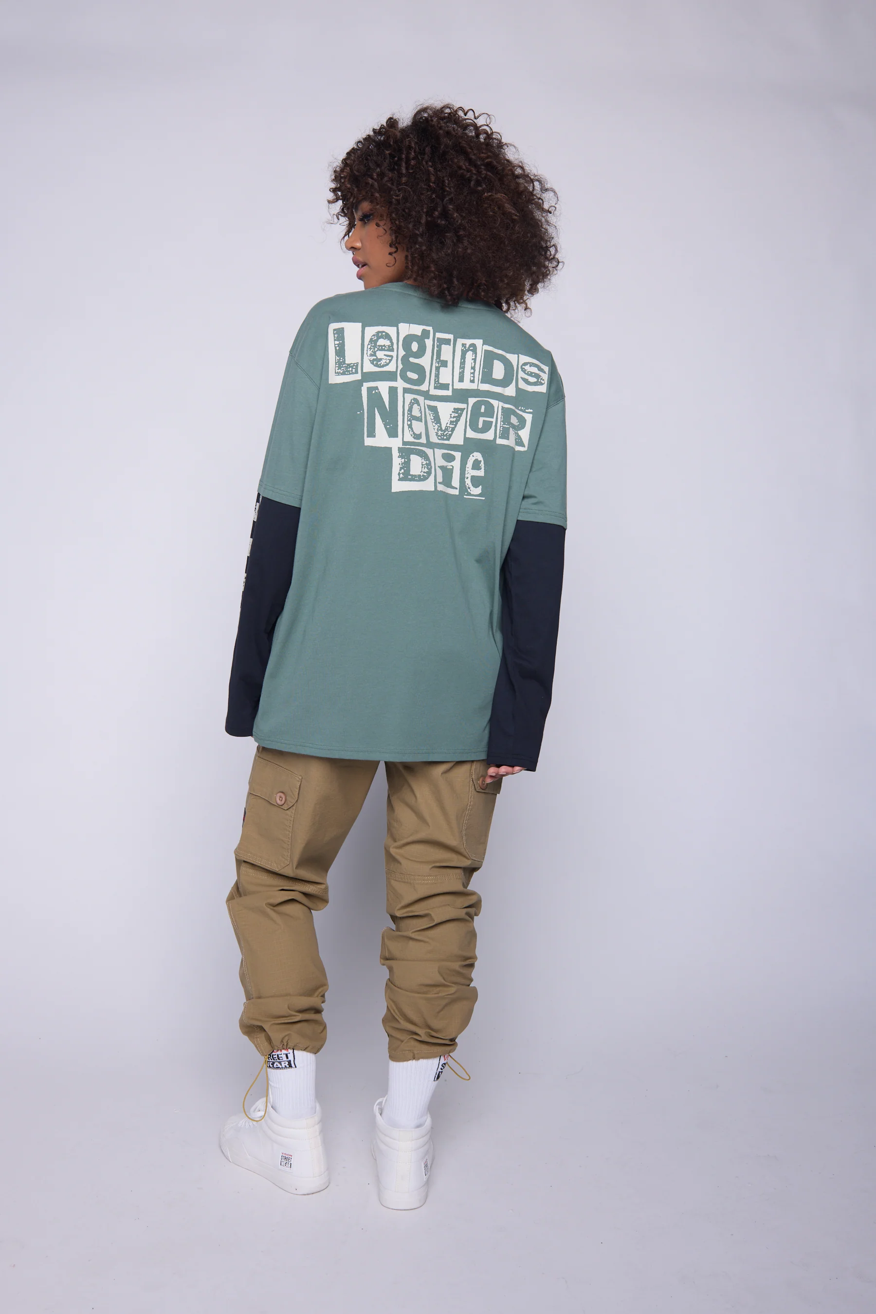 Crew Neck Full Long Sleeve Fooler - Moss/Black - Image 2