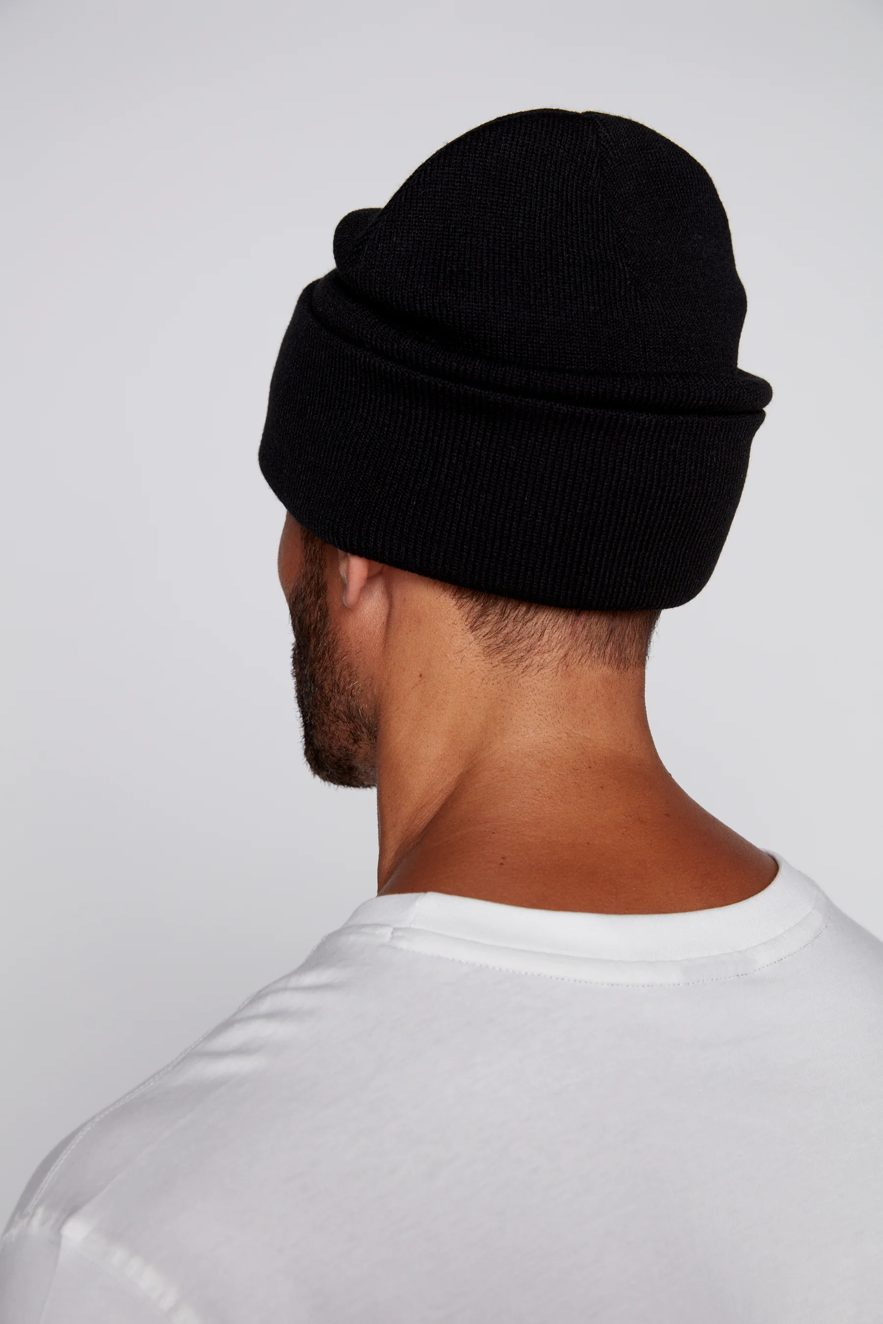 Cuffed Knitted Beanie With Large Logo Patch - BLACK - Image 4