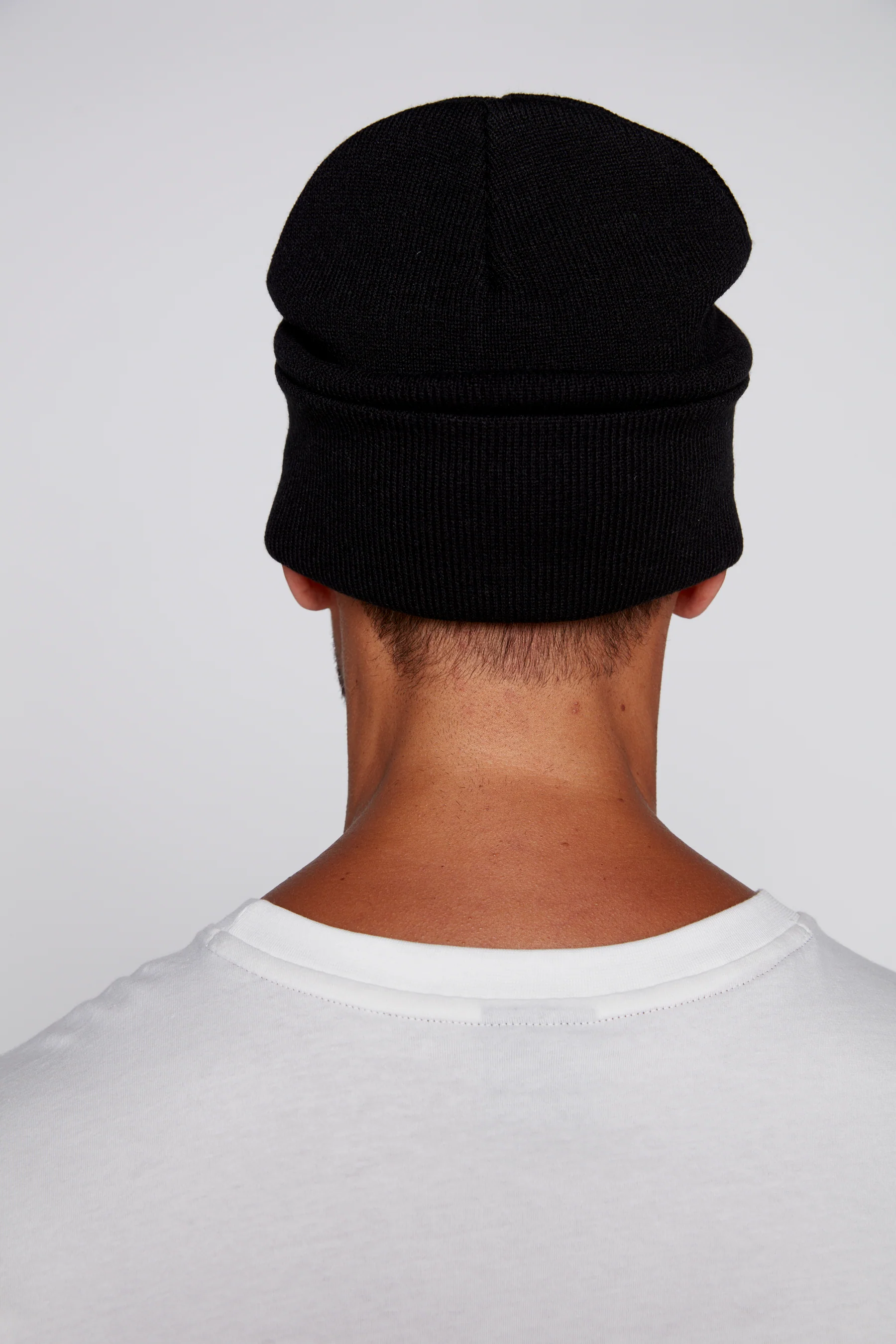 Cuffed Knitted Beanie With Large Logo Patch - BLACK - Image 5