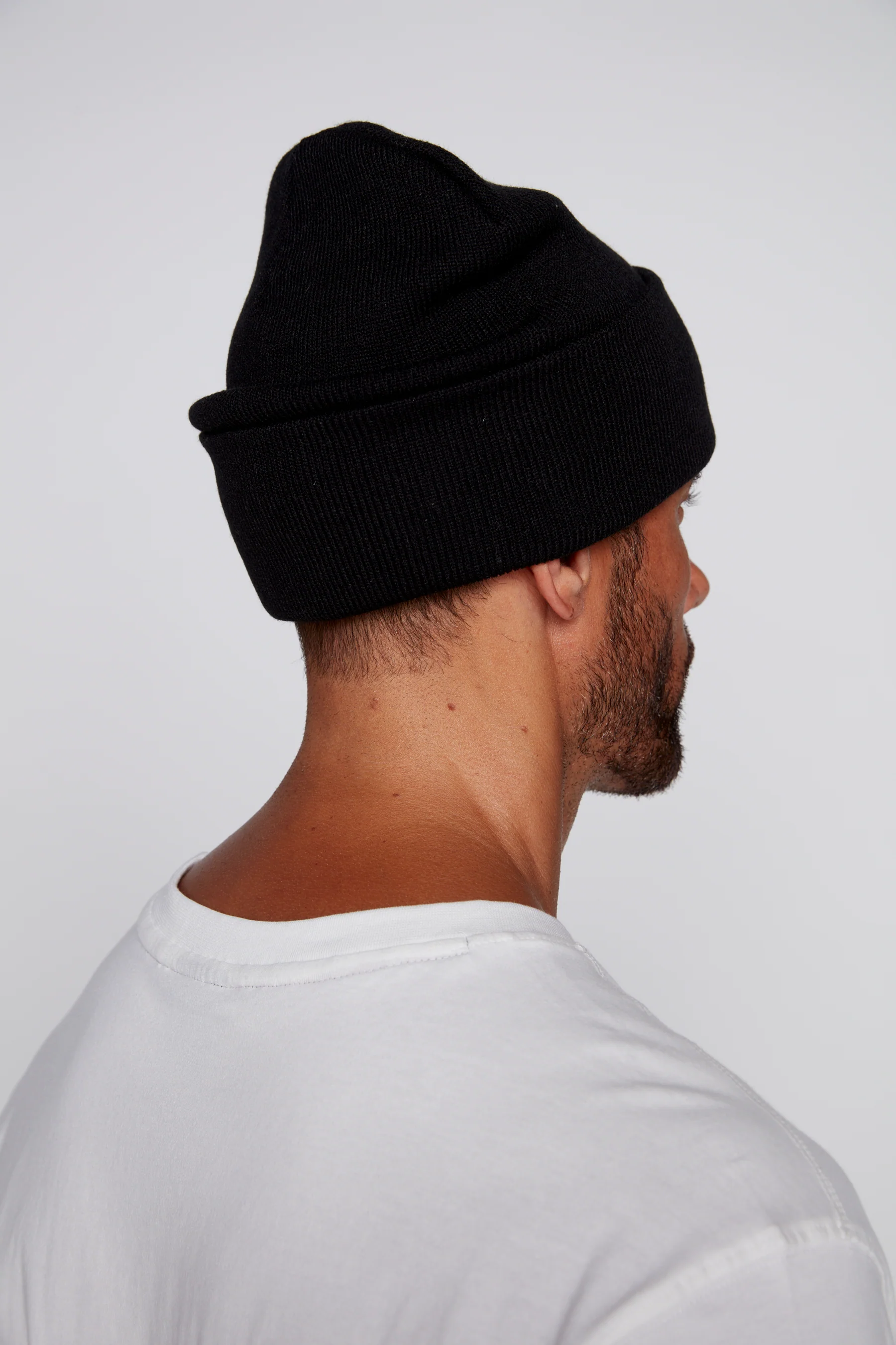 Cuffed Knitted Beanie With Large Logo Patch - BLACK - Image 6