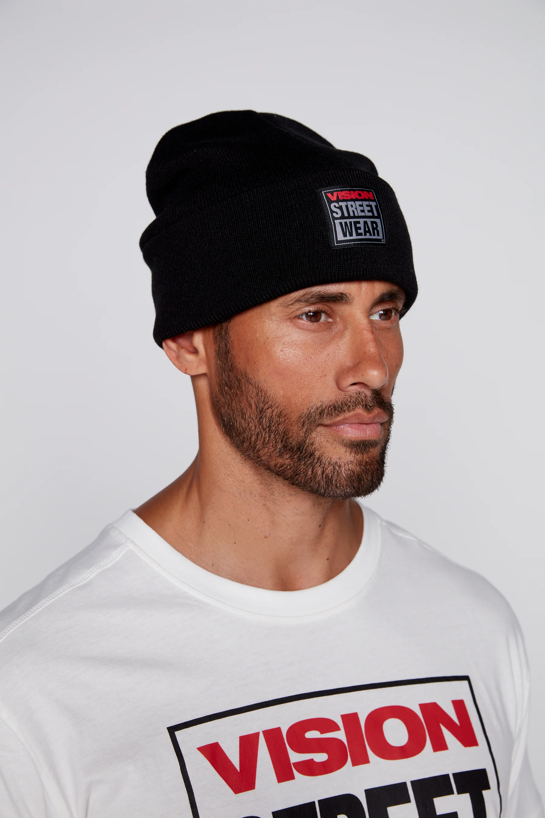 Cuffed Knitted Beanie With Large Logo Patch - BLACK - Image 8