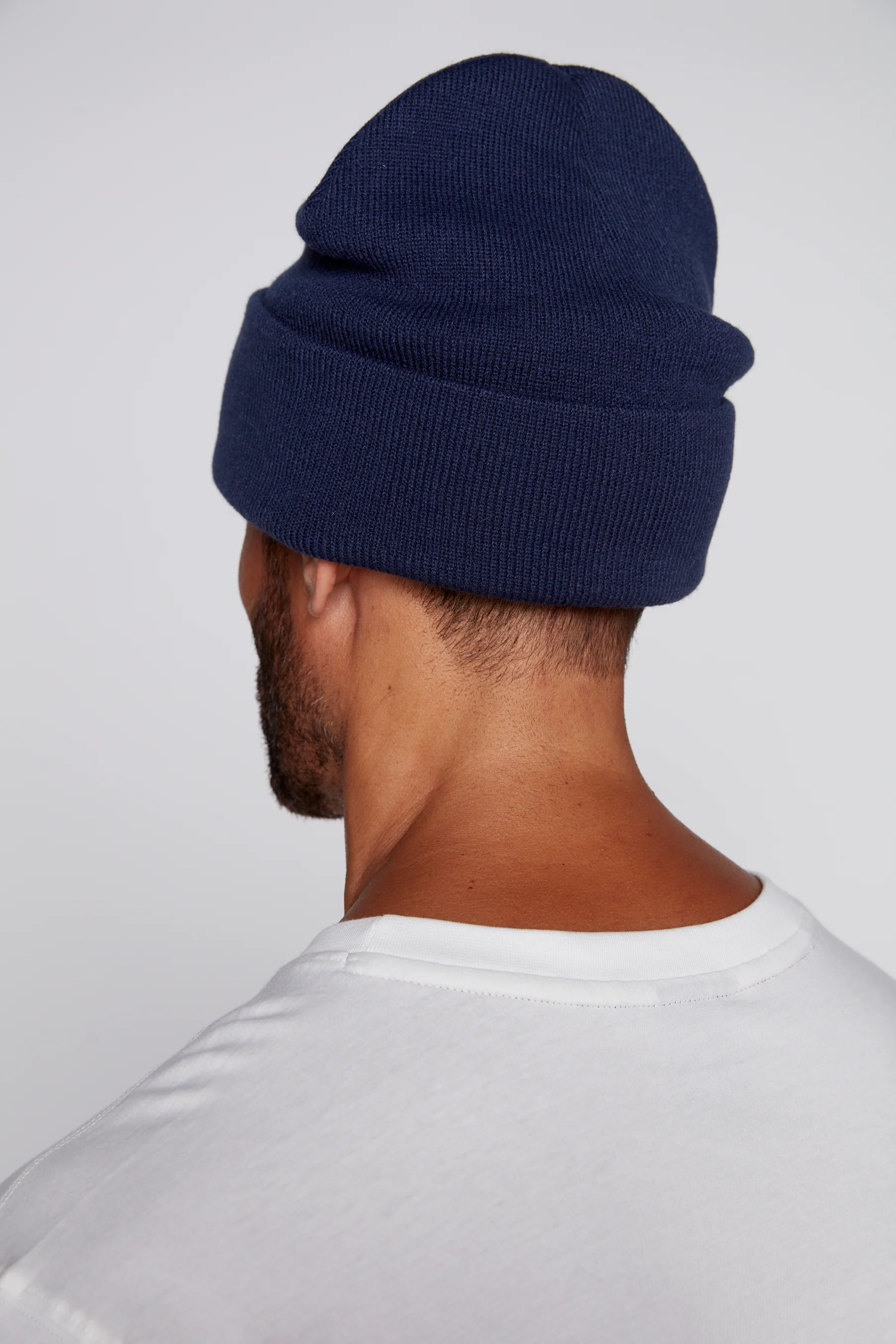 Cuffed Knitted Beanie With Large Logo Patch - DEEP NAVY - Image 4