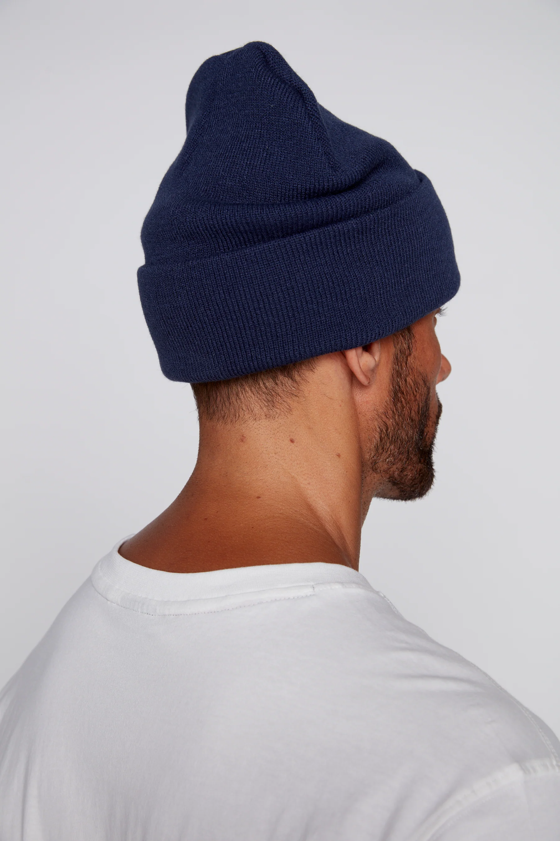 Cuffed Knitted Beanie With Large Logo Patch - DEEP NAVY - Image 6