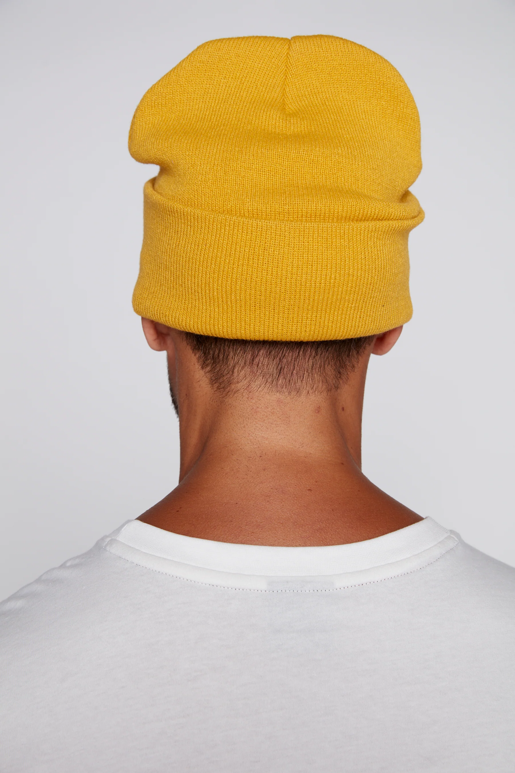 Cuffed Knitted Beanie With Large Logo Patch - MUSTARD - Image 5