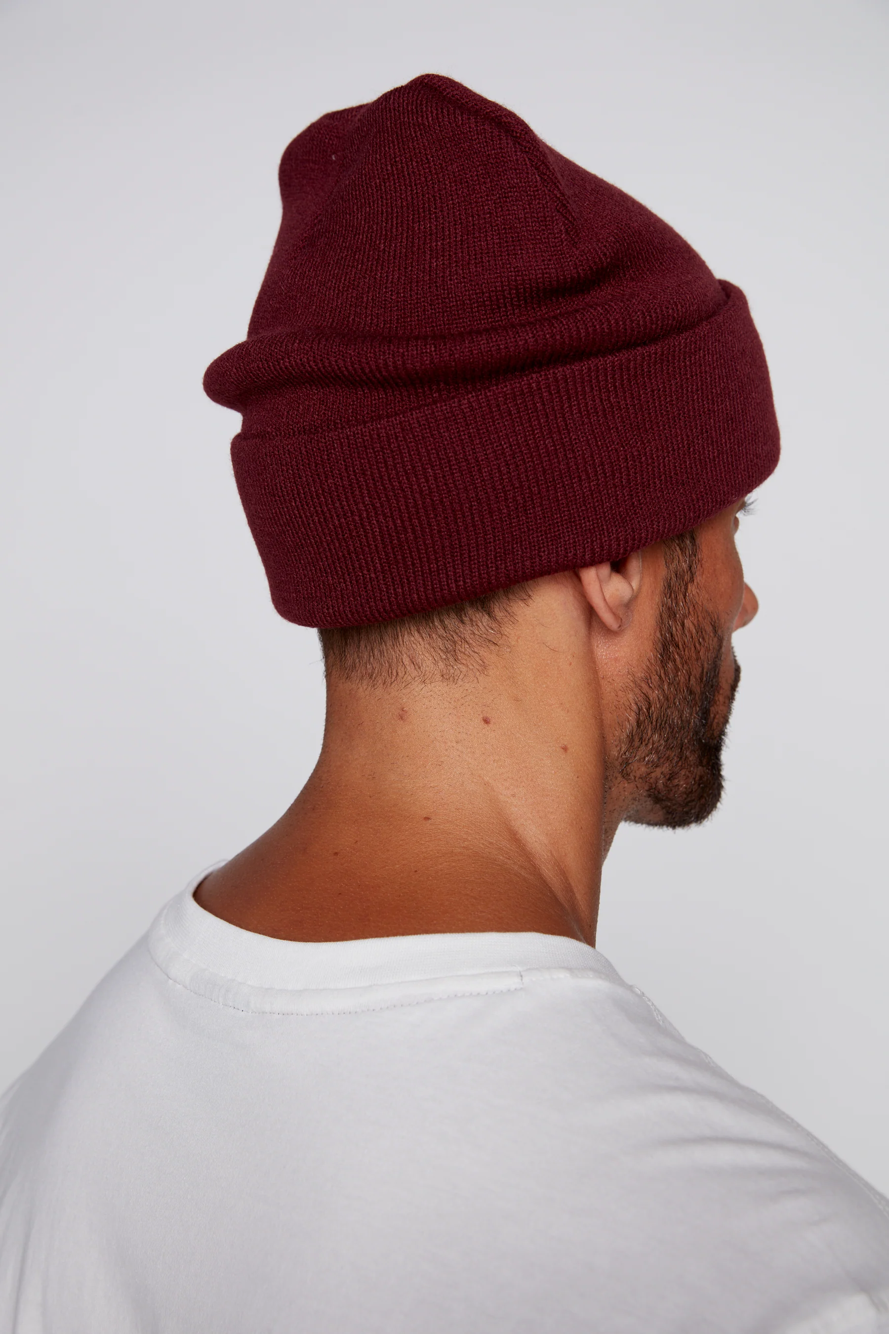 Cuffed Knitted Beanie With Large Logo Patch - OXBLOOD - Image 6