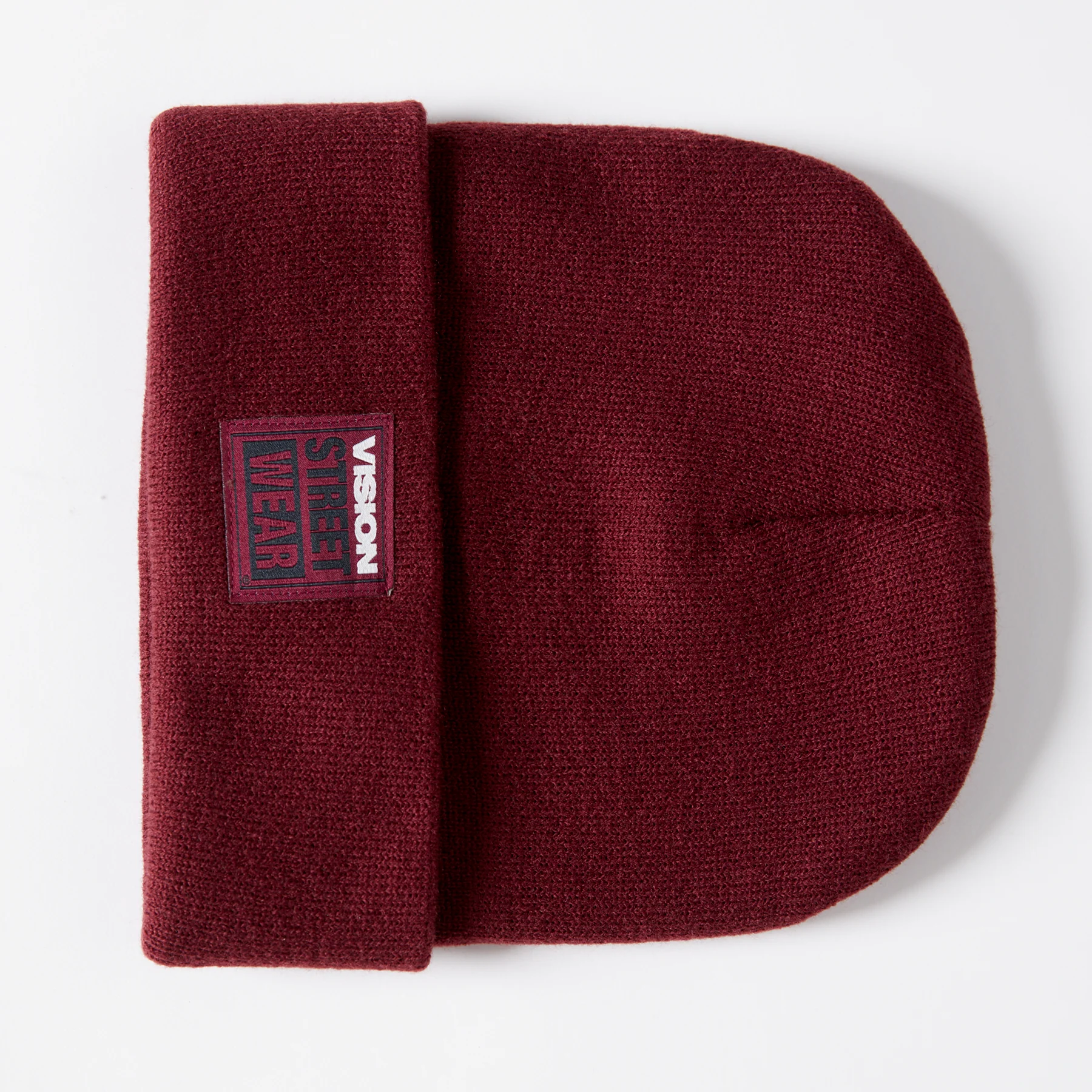 Cuffed Knitted Beanie With Large Logo Patch - OXBLOOD - Image 9