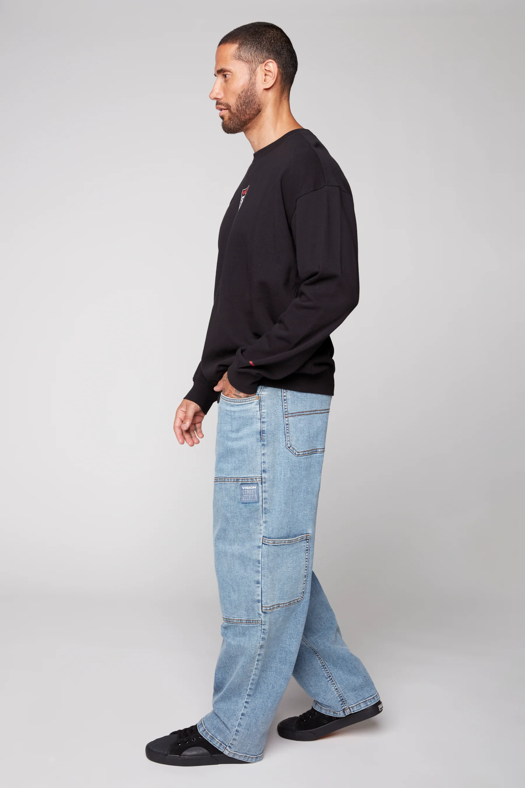 DORFMAN - Loose Fit Carpenter Pant - Dark Stone Denim - Image 3