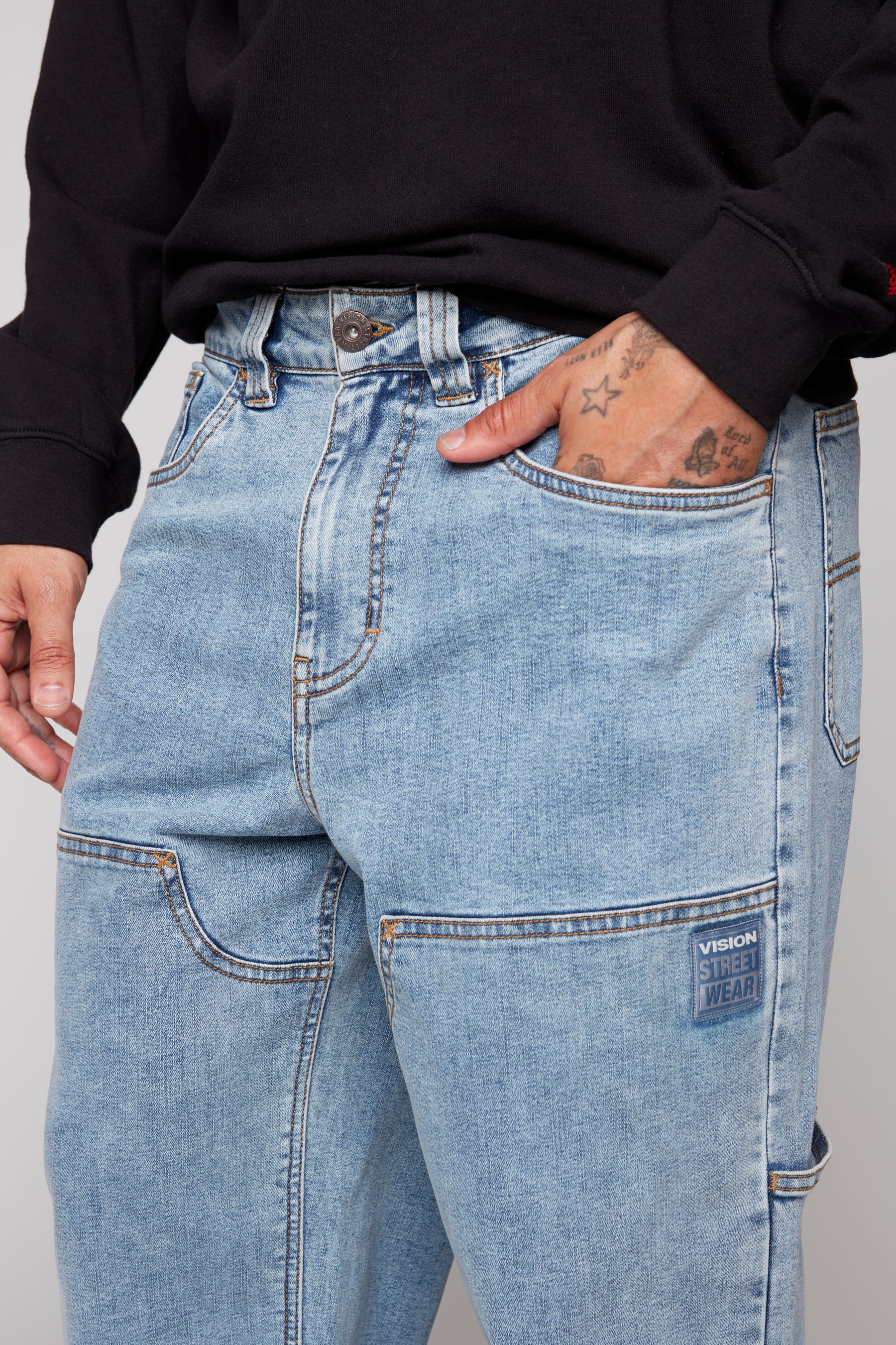 DORFMAN - Loose Fit Carpenter Pant - Dark Stone Denim - Image 5