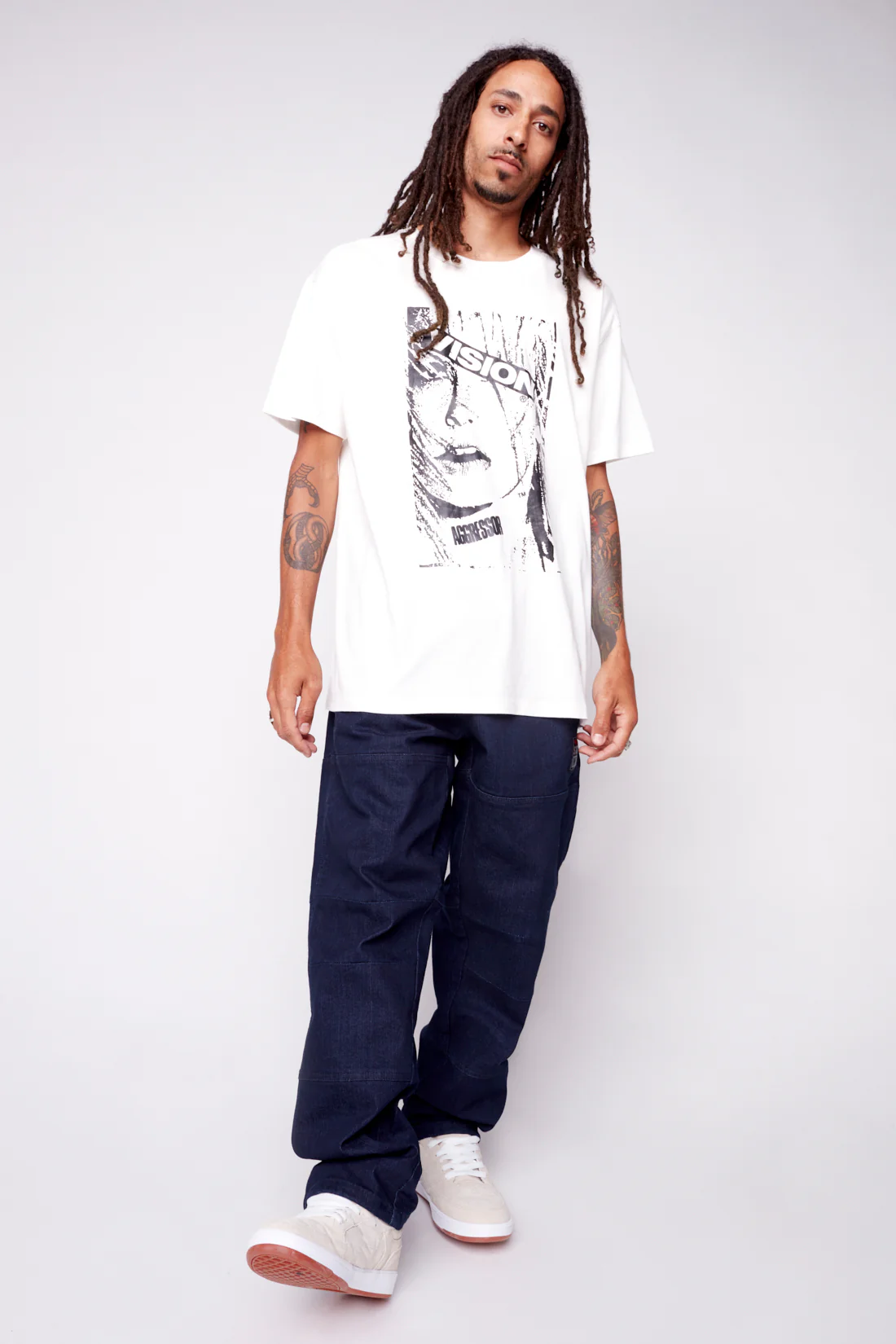 Face Print Logo T-Shirt - Ivory - Image 4