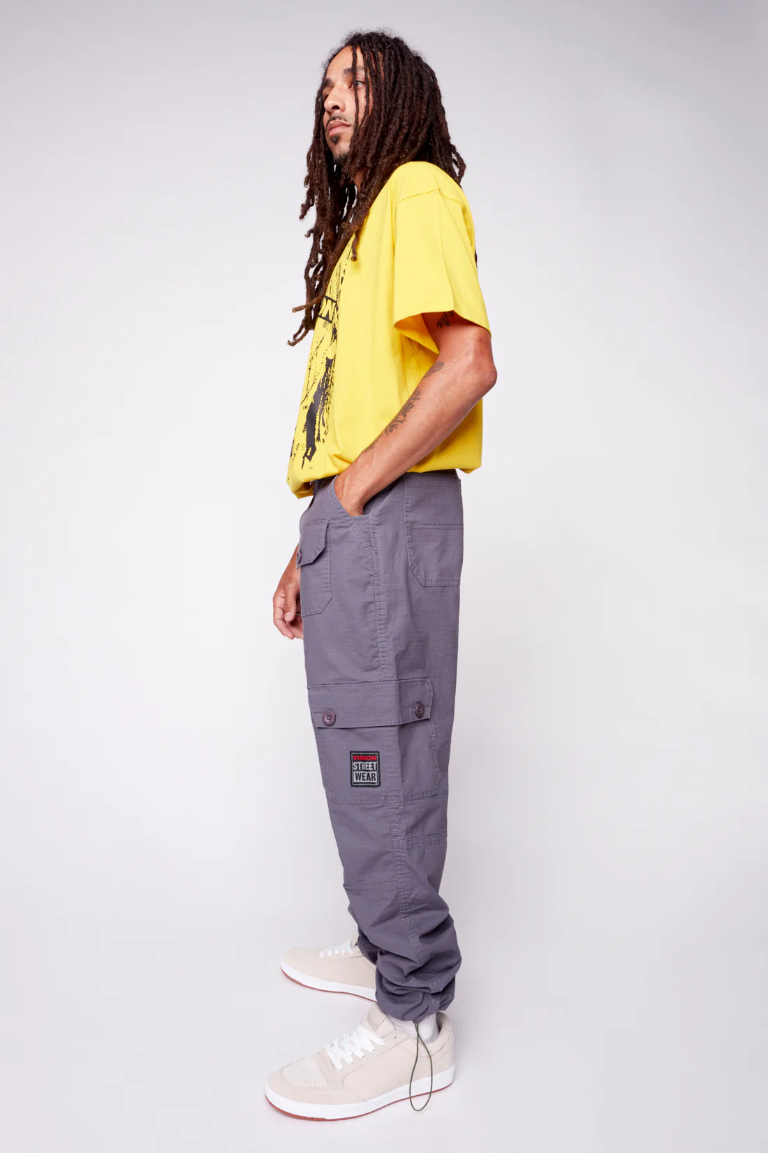 GELFAND - Loose Fit Cargo Pant with Adjustable Hems - Dark Grey Ripstop - Image 3