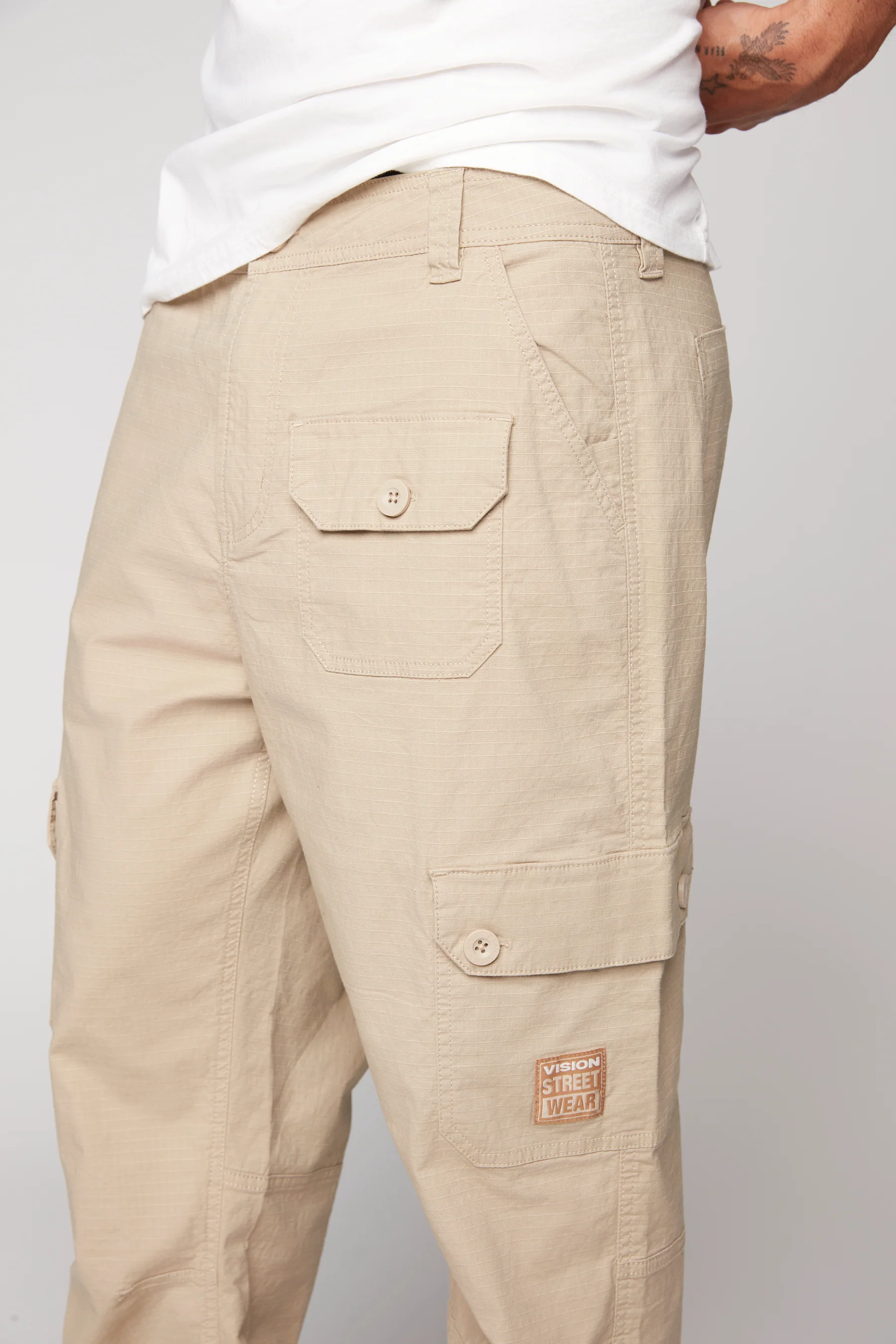 GELFAND - Loose Fit Cargo Pant with Adjustable Hems - Tan Ripstop - Image 6