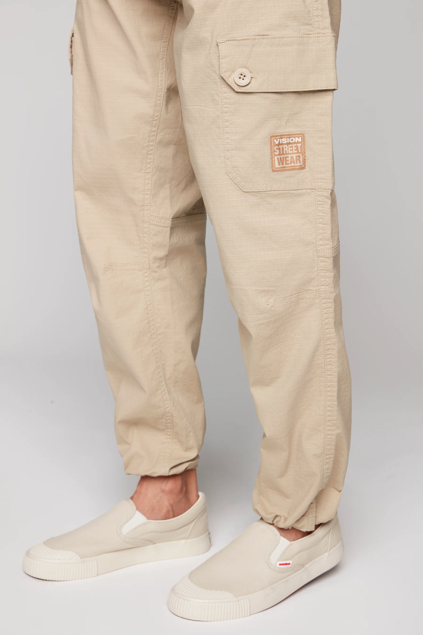 GELFAND - Loose Fit Cargo Pant with Adjustable Hems - Tan Ripstop - Image 7