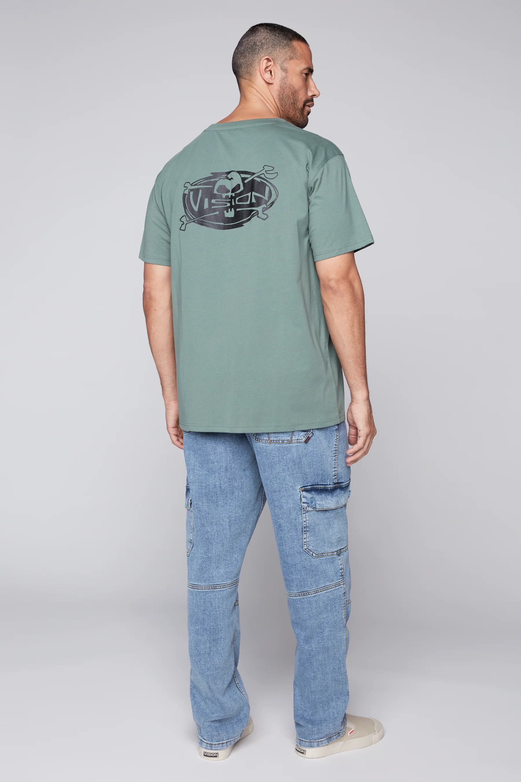 GELFAND - Loose Fit Cargo Pant with Adjustable Hems - Dark Stone Denim - Image 2
