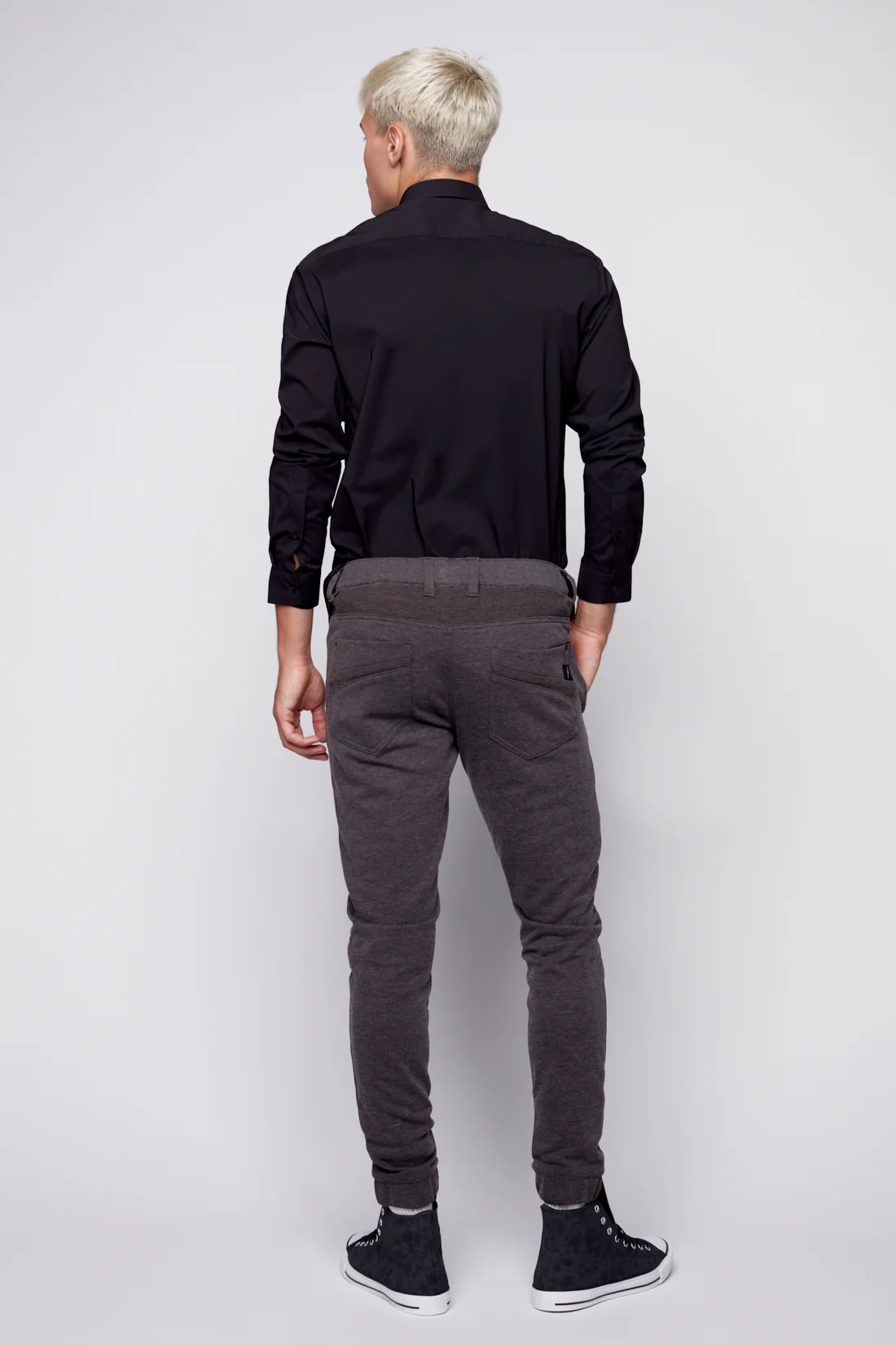 HENDRIX - 5 Pocket Moto Stitch French Terry Jogger - Dark Grey - Image 2