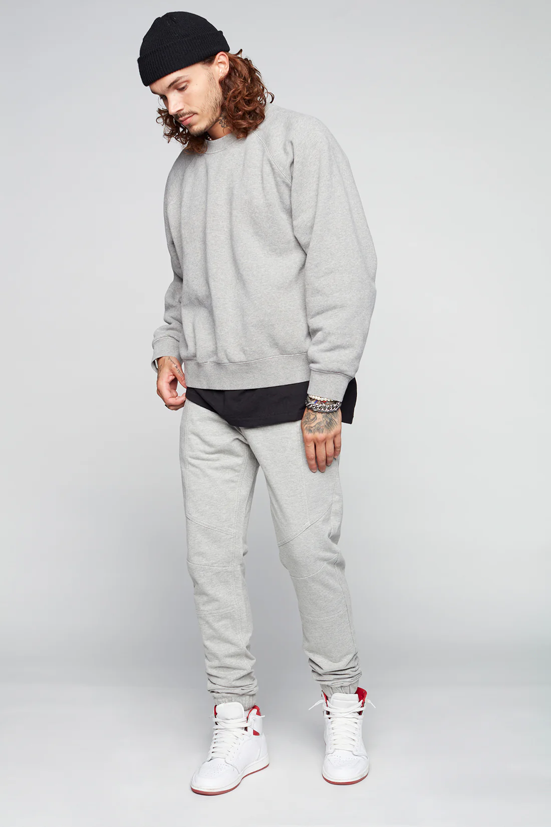 HENDRIX - 5 Pocket Moto Stitch French Terry Jogger - Light Grey - Image 3