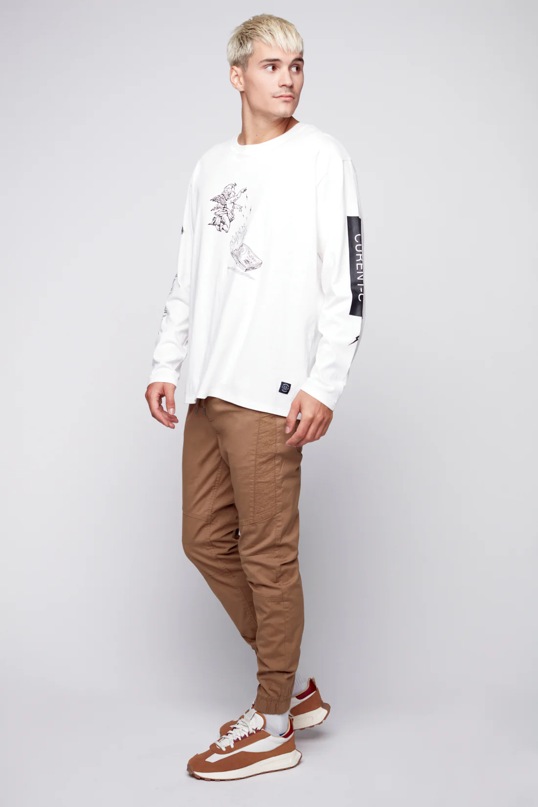 HENDRIX - 5 Pocket Moto Stitch Jogger - Beige - Image 2