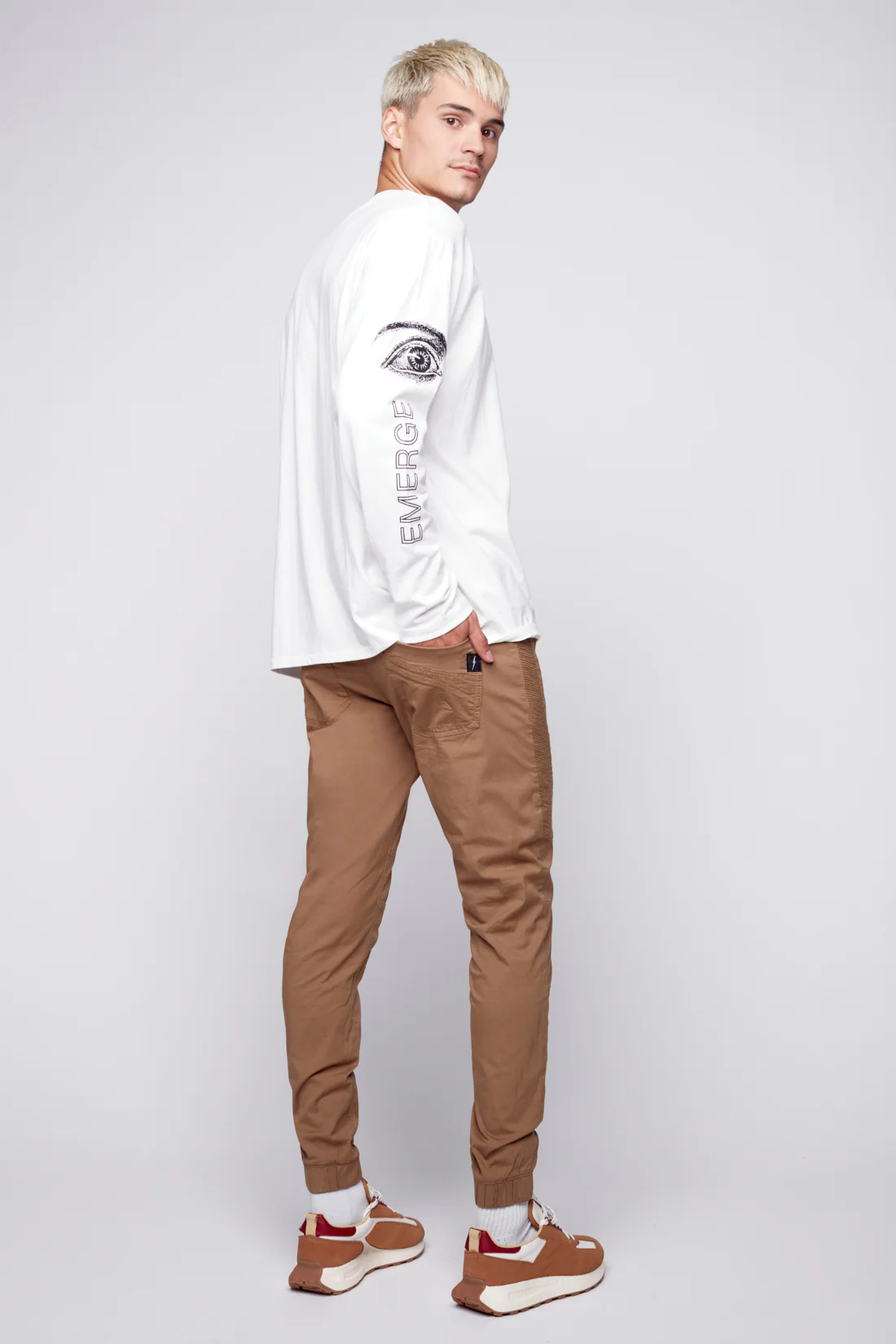 HENDRIX - 5 Pocket Moto Stitch Jogger - Beige - Image 3