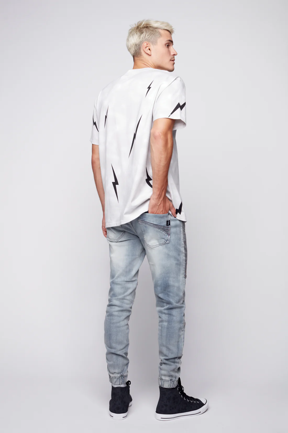 HENDRIX - 5 Pocket  Moto Stitch Jogger - Ice Bleach - Image 3