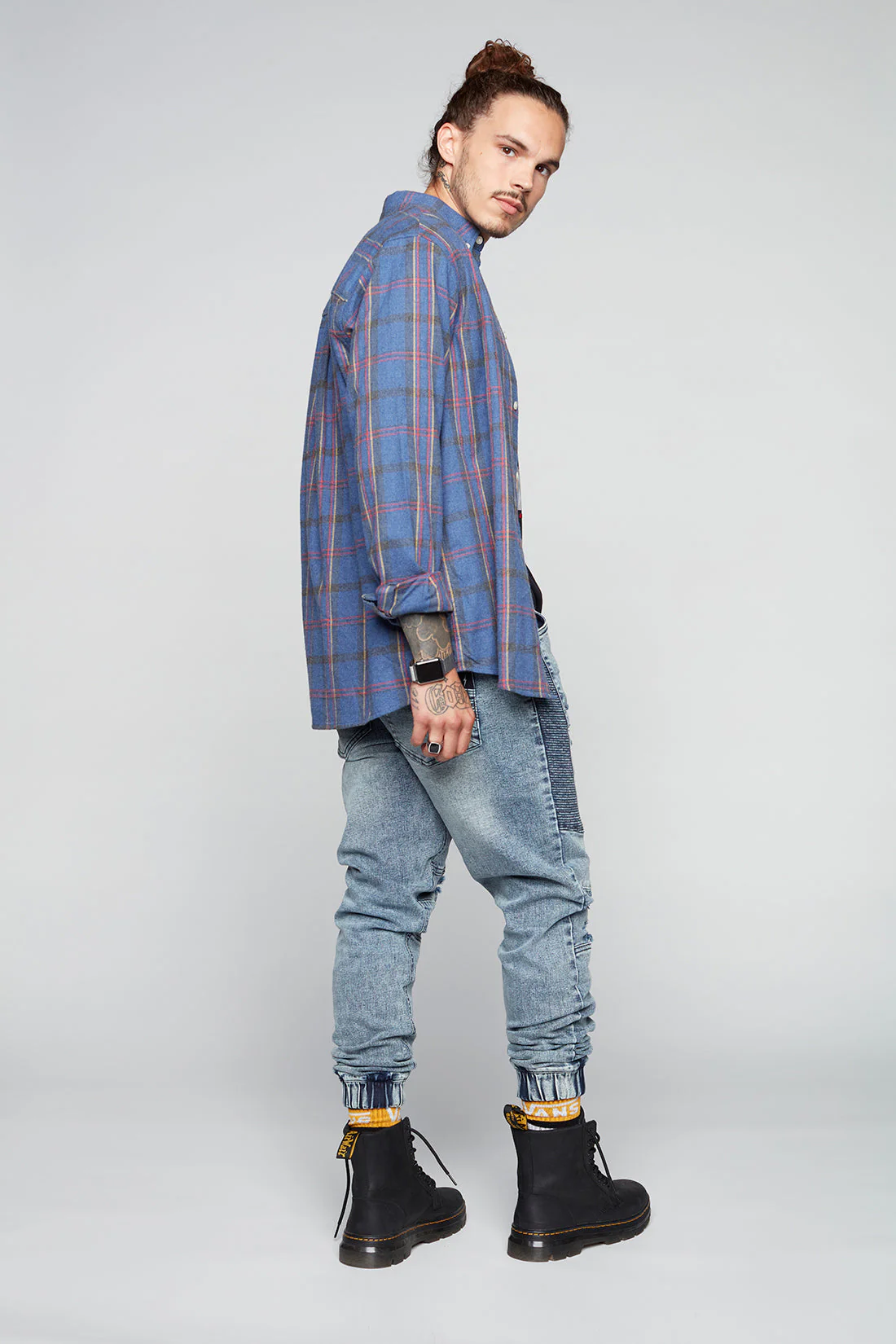 HENDRIX - 5 Pocket Moto Stitch Jogger - Indigo Acid - Image 2