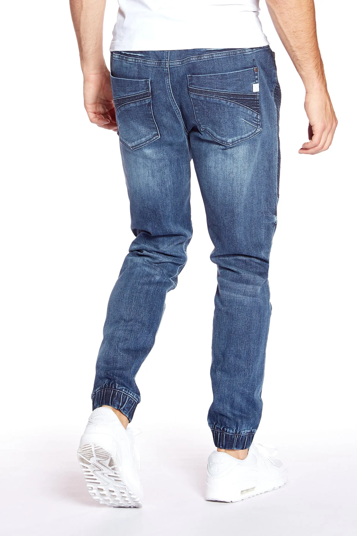 HENDRIX - 5 Pocket  Moto Stitch Jogger - Vintage Medium Blue - Image 2