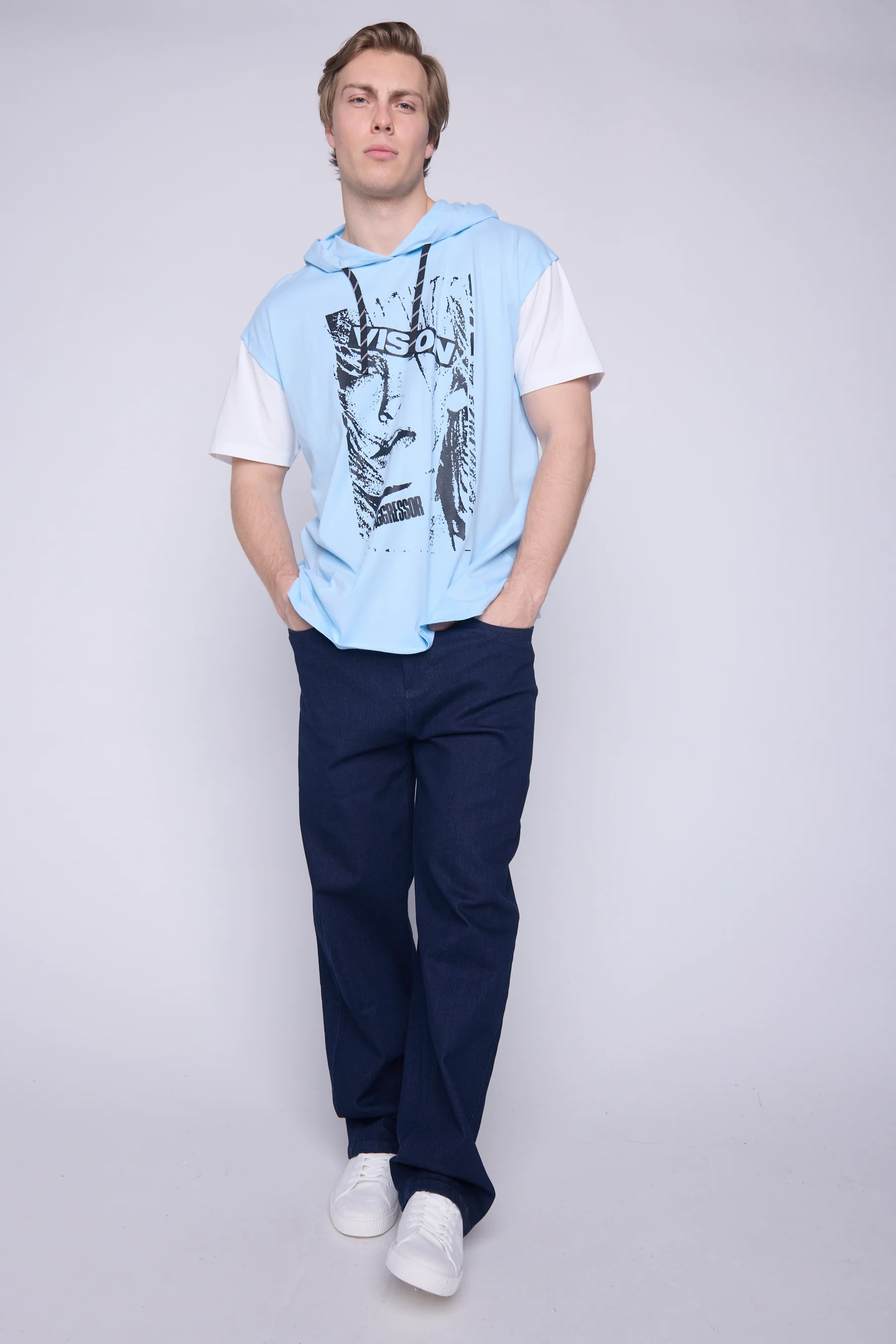 Hooded Short Sleeve Fooler - Blue Cloud - Image 4