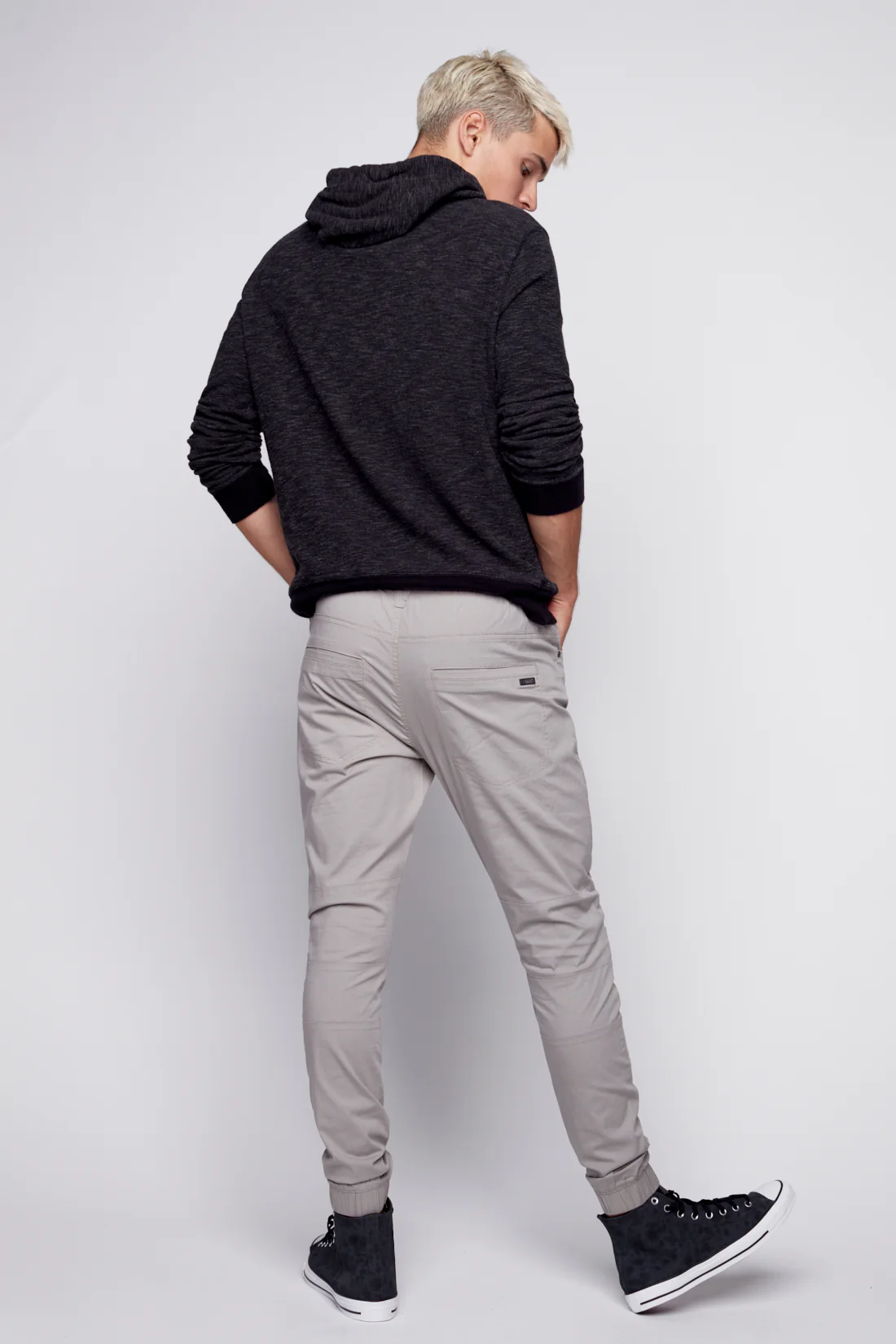 JACKSON - 5 Pocket Moto Pintuck Jogger - Light Grey - Image 3