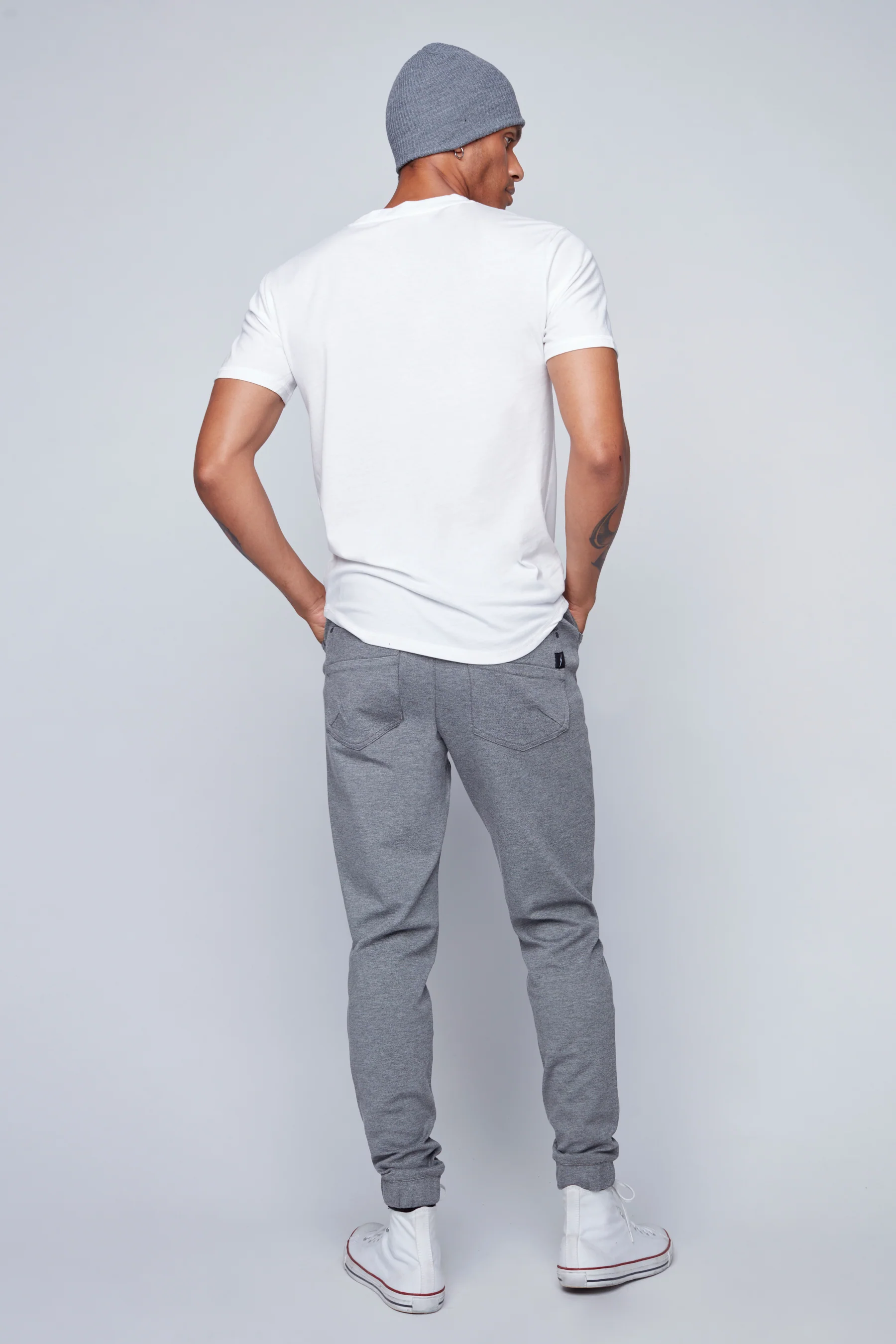 JAGGER - 5 Pocket Classic Knit Jogger - Mid Grey - Image 2
