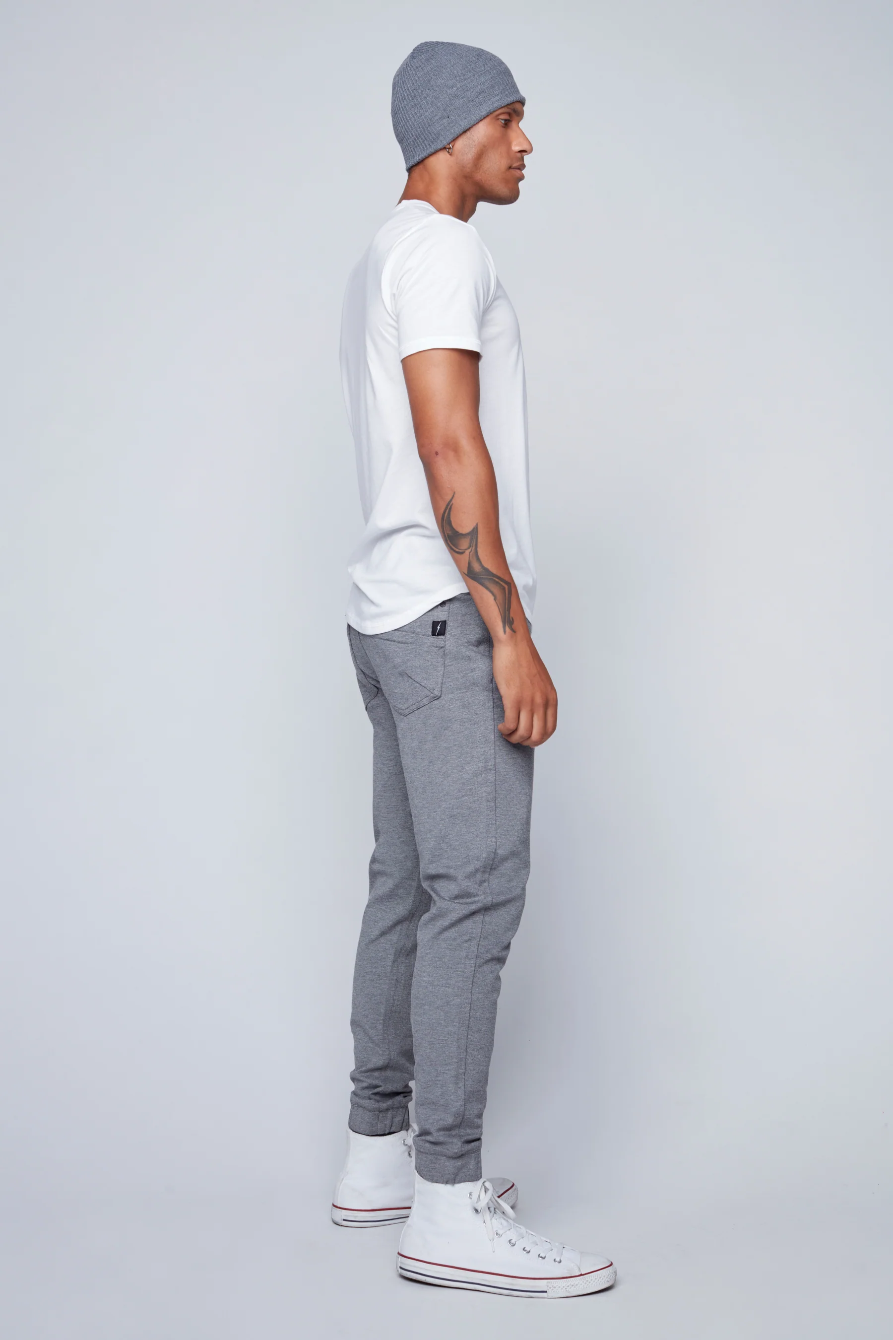JAGGER - 5 Pocket Classic Knit Jogger - Mid Grey - Image 3