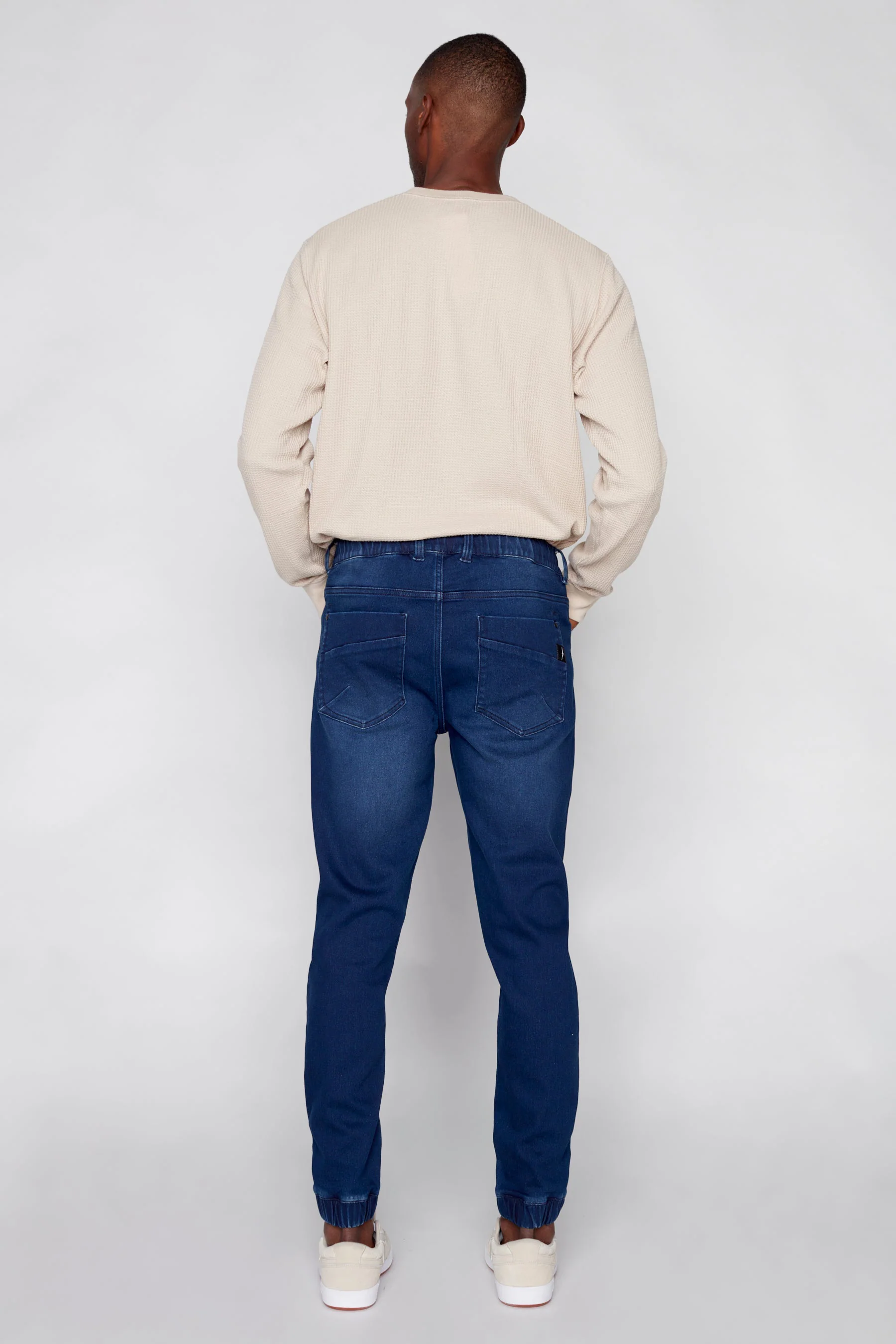 JAGGER - 5 Pocket Cozy Denim Classic Jogger - Dark Indigo Rinse - Image 3